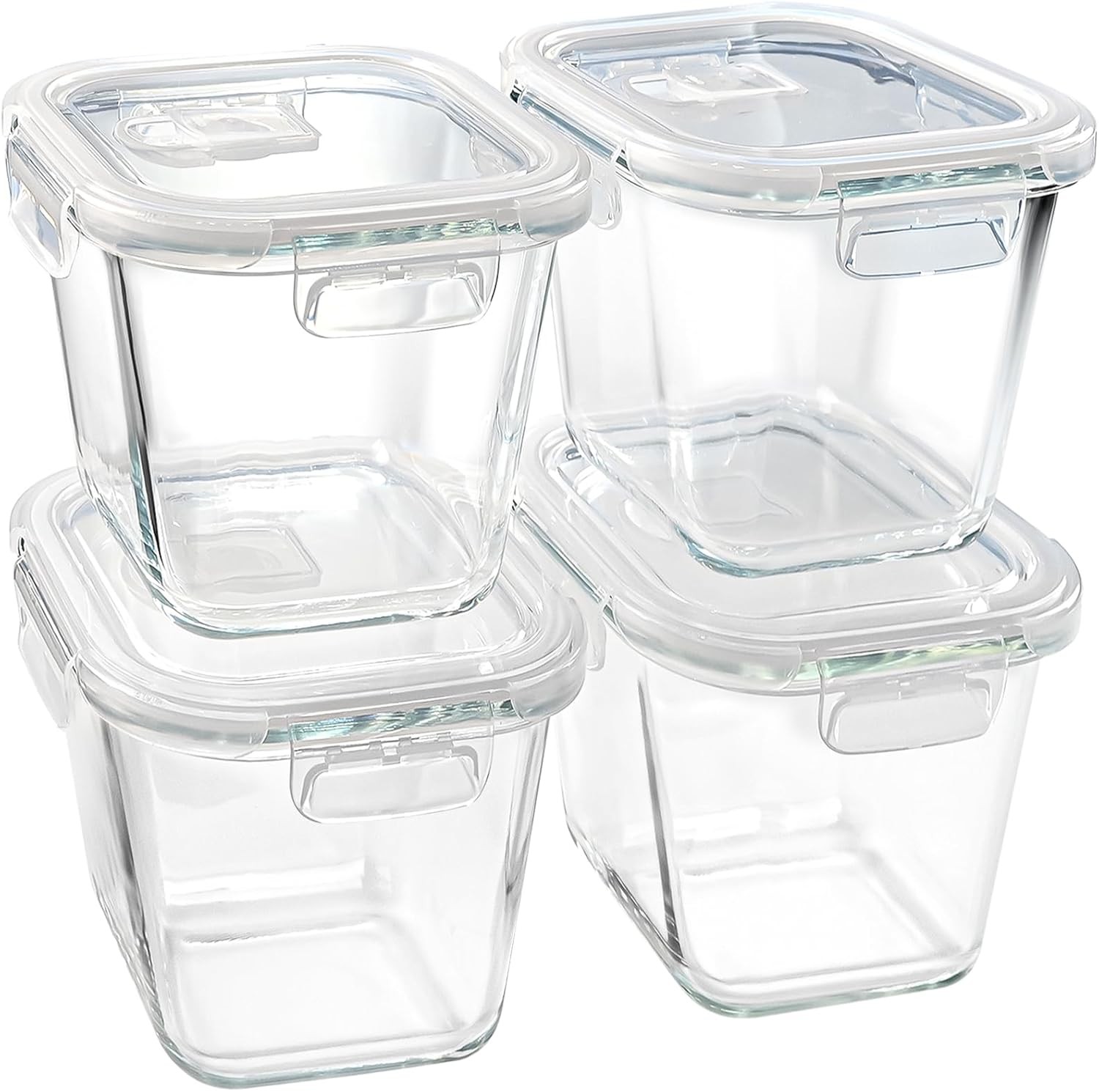 Borosilicate Glass Soup Containers with Lids 4 Cup/32 oz 4 Pack | Microwave