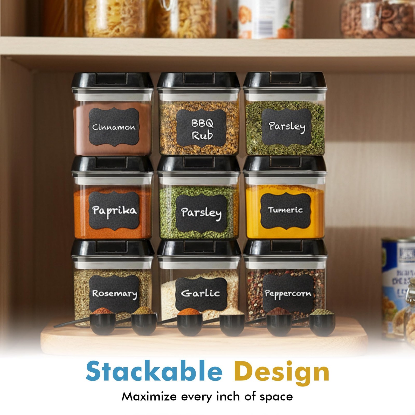 9 PC Airtight Food Storage Containers – BPA Free Clear Plastic Snack & Spice …