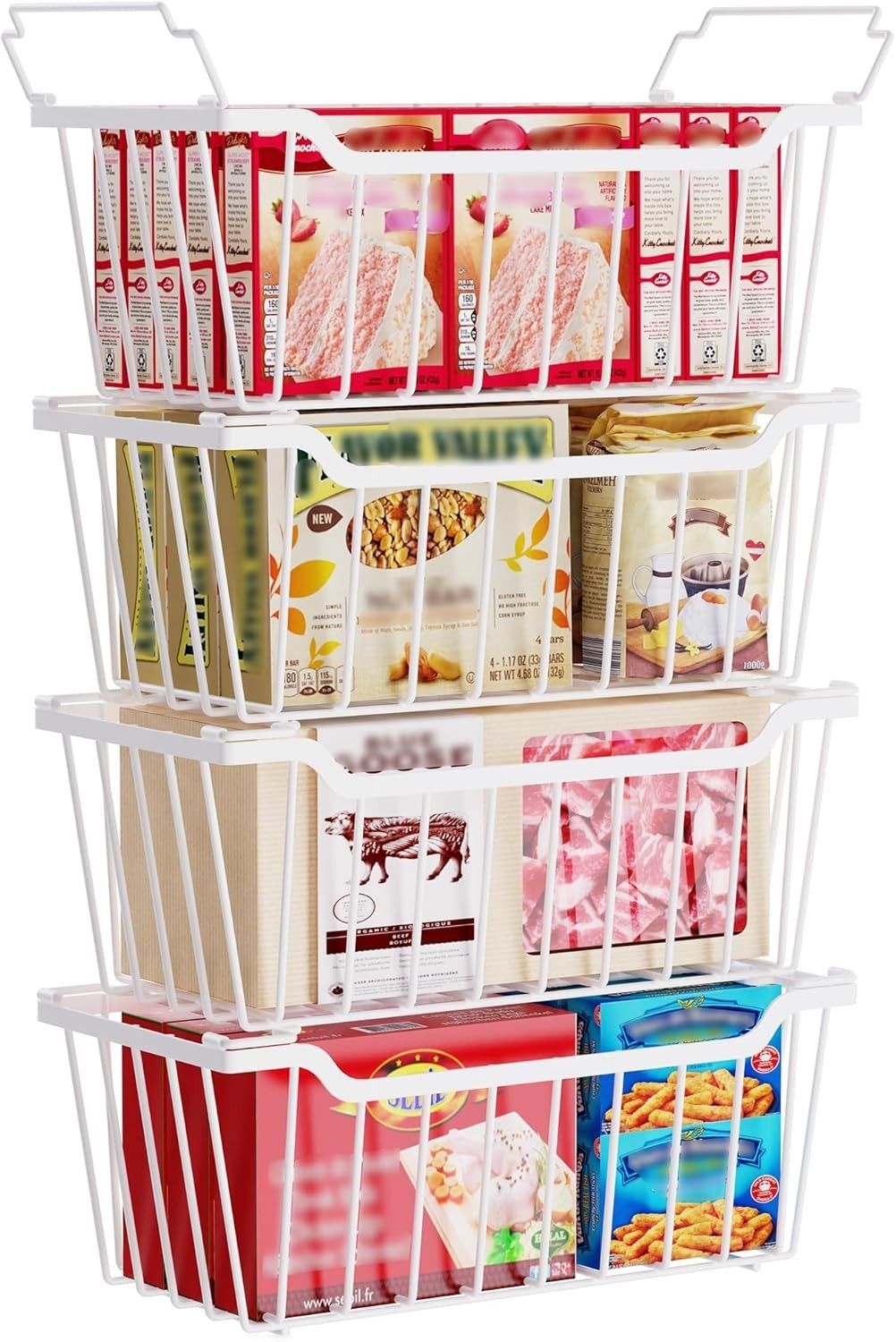 4Pk Stackable Freezer Organizer Bins for 5-7 Cu Ft Deep Freezer White