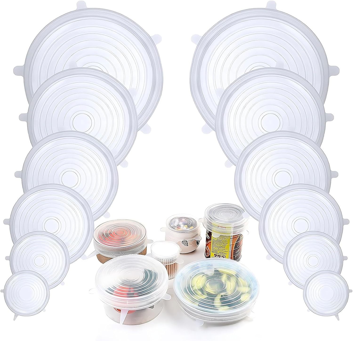 Eco-Friendly 12-Pack Silicone Food Covers | Safe, Flexible Lids for Containers