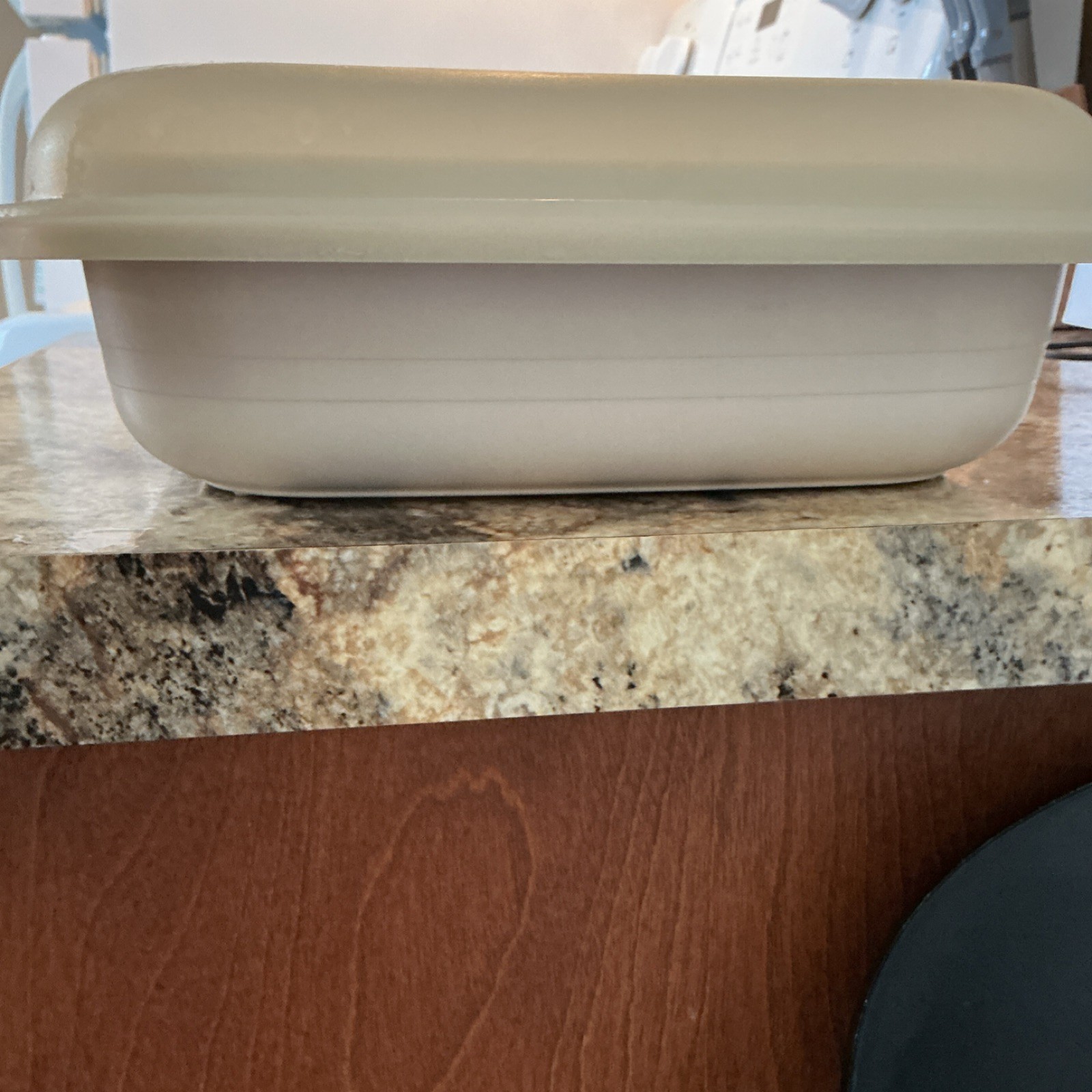 Tupperware Beige Rectangular Plastic Snap Lid Food Storage Container Set 2, 3.5L