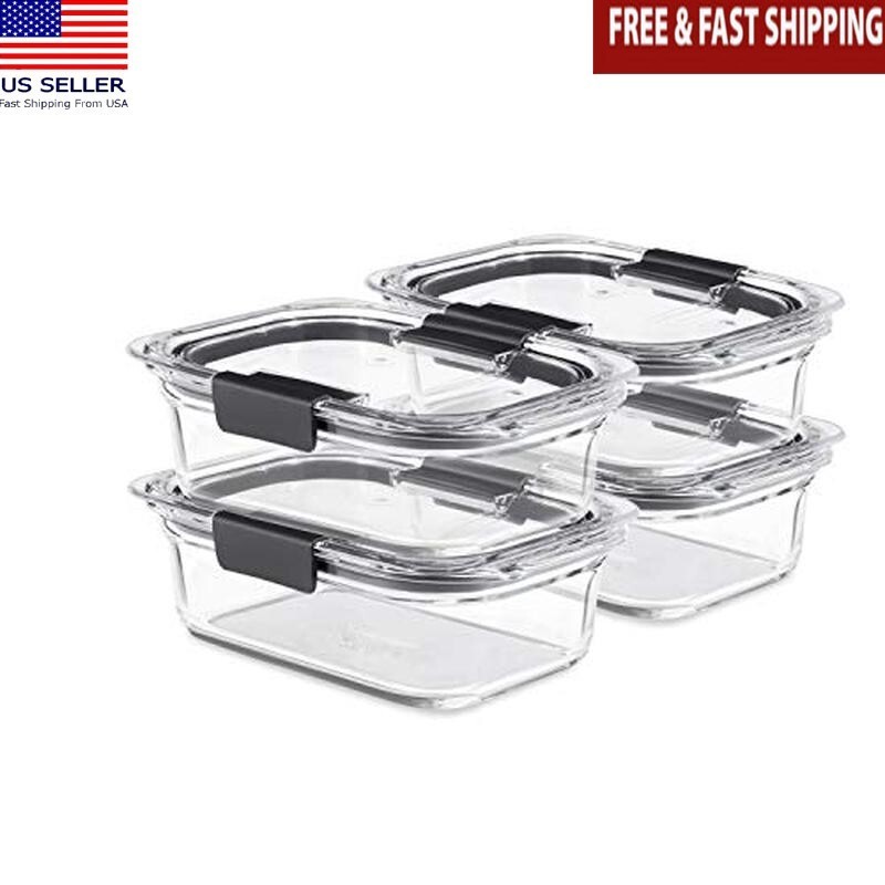 Glass Food Storage Containers 3.2-Cup Leak-Proof Airtight Lids Oven Safe New