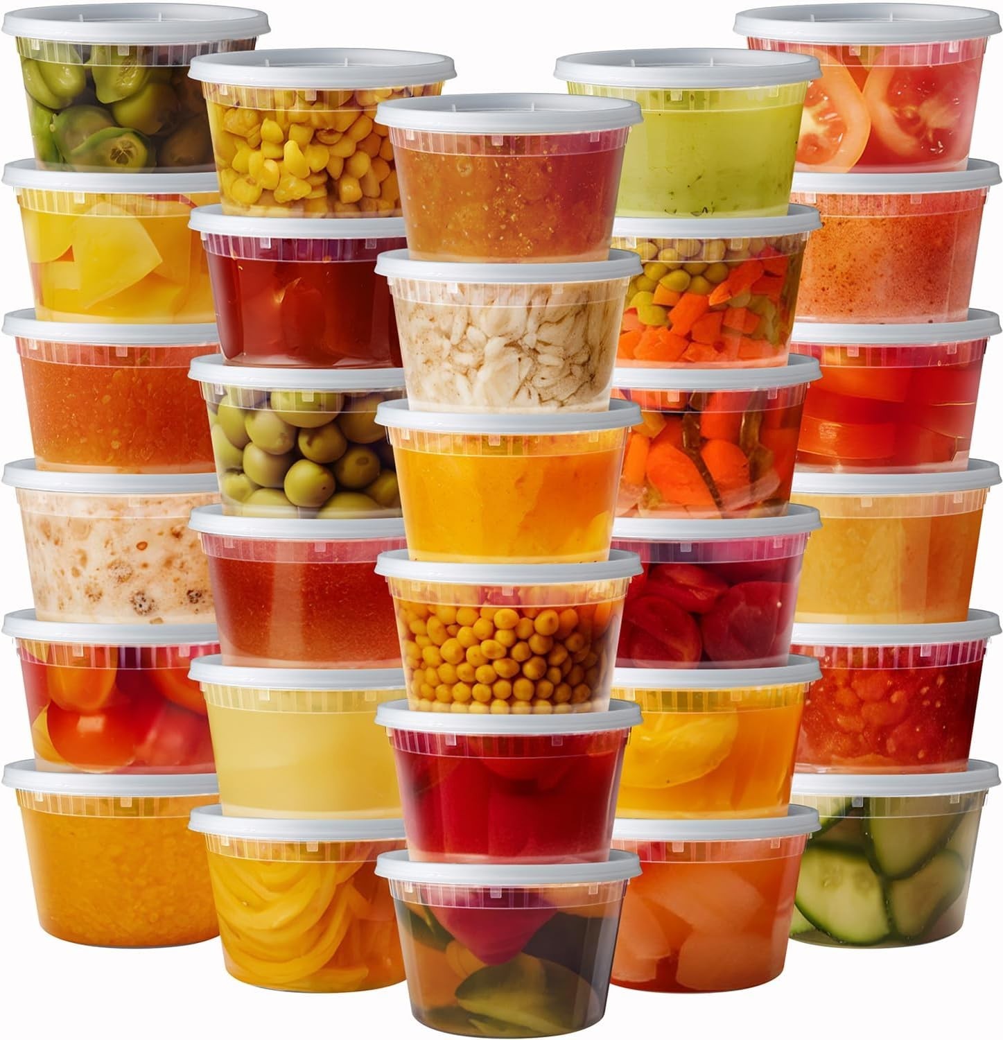 [16 oz. 48 Count Plastic Food Storage Deli Containers W/ Lids Disposable