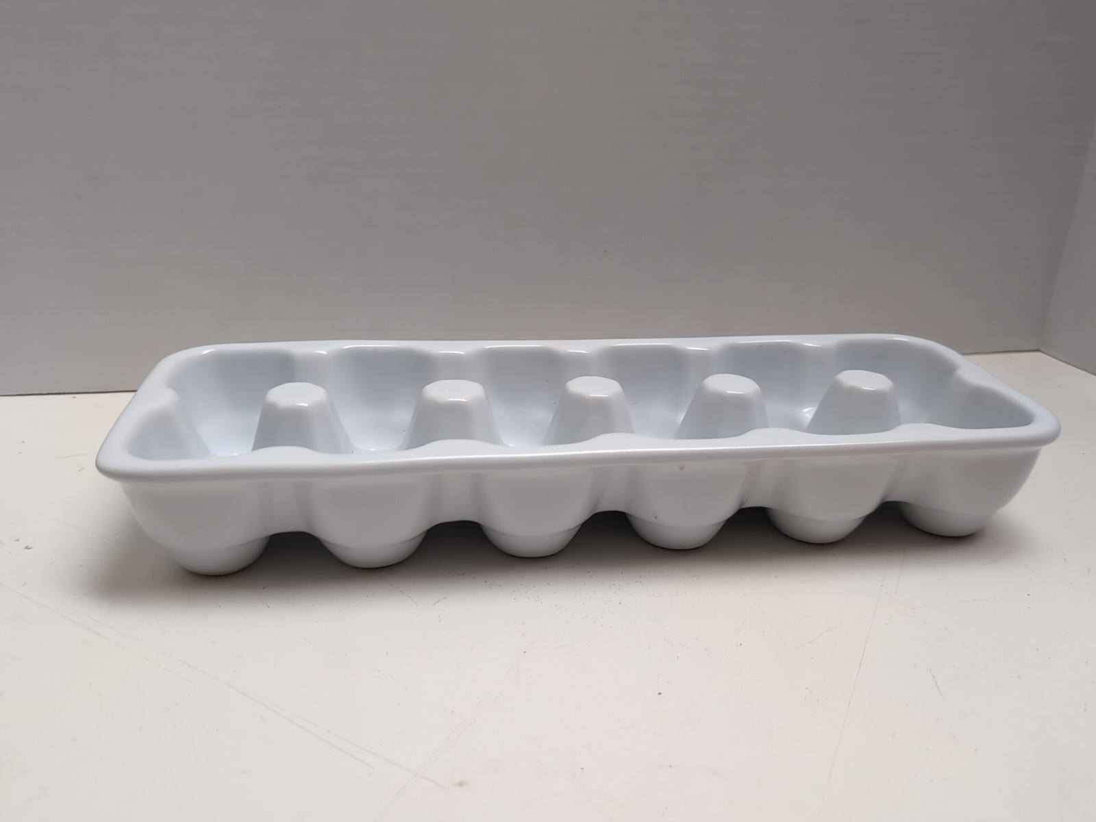 White Ceramic Dozen Eggs Carton 13.25″ X 4.5″