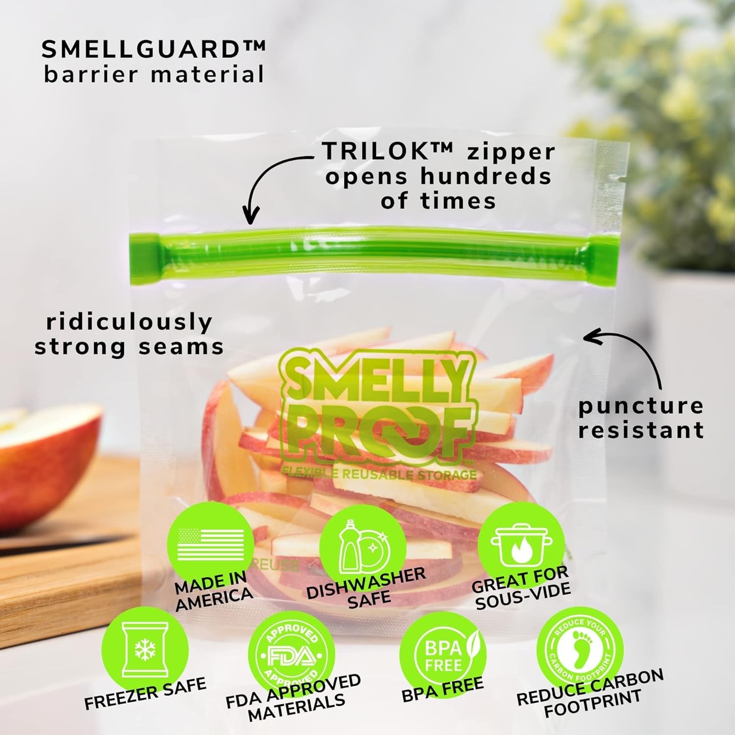 50 x Reusable Food Storage Bags, Reusable Snack Bags, Stand-Up Expandable “St…