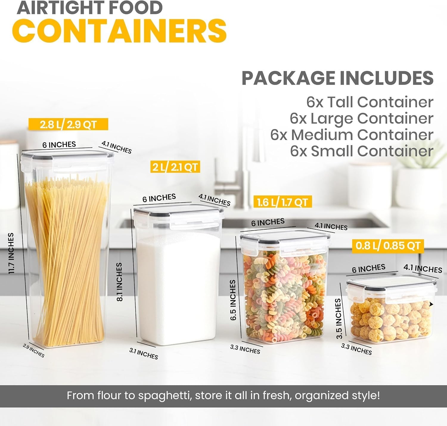 Food Storage Containers Set 24pcs Airtight Plastic Kitchen Pantry Organizer