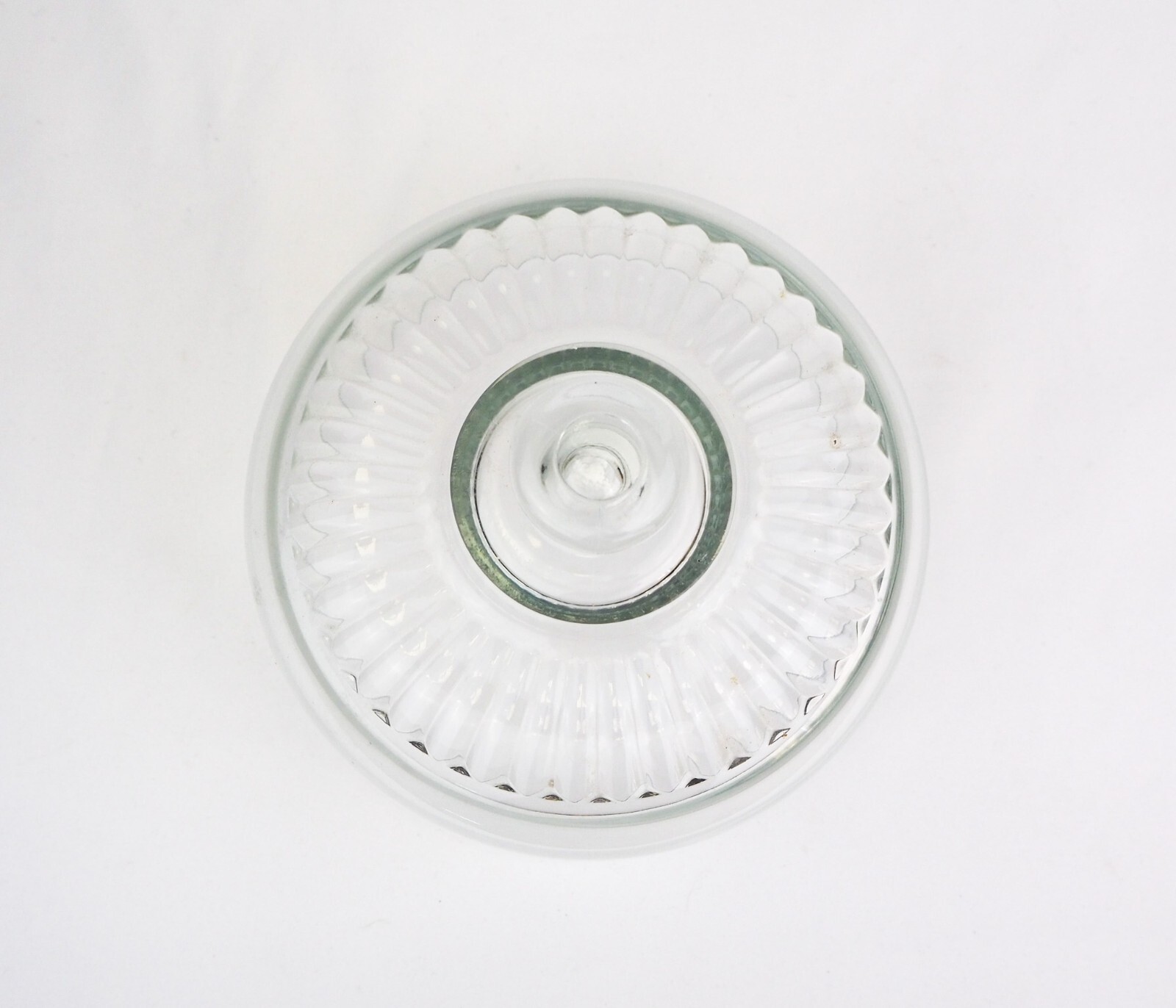 Vintage Clear Pressed Glass Food Dome Cheese Cloche Ribbed Top Made in France