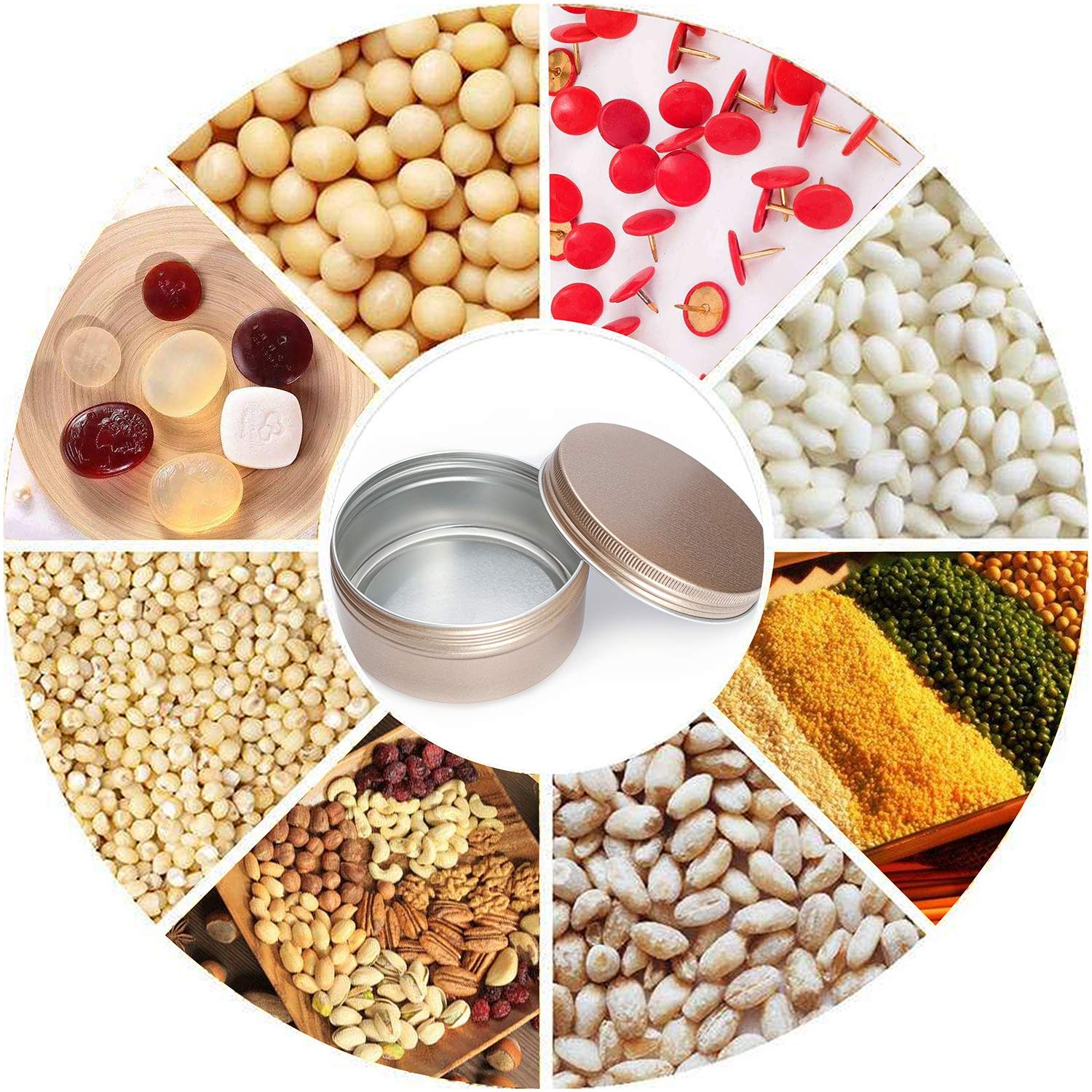18 Pack Frosted Gold 6 oz Aluminum Metal Tin Cans Screw Top Spice Pots