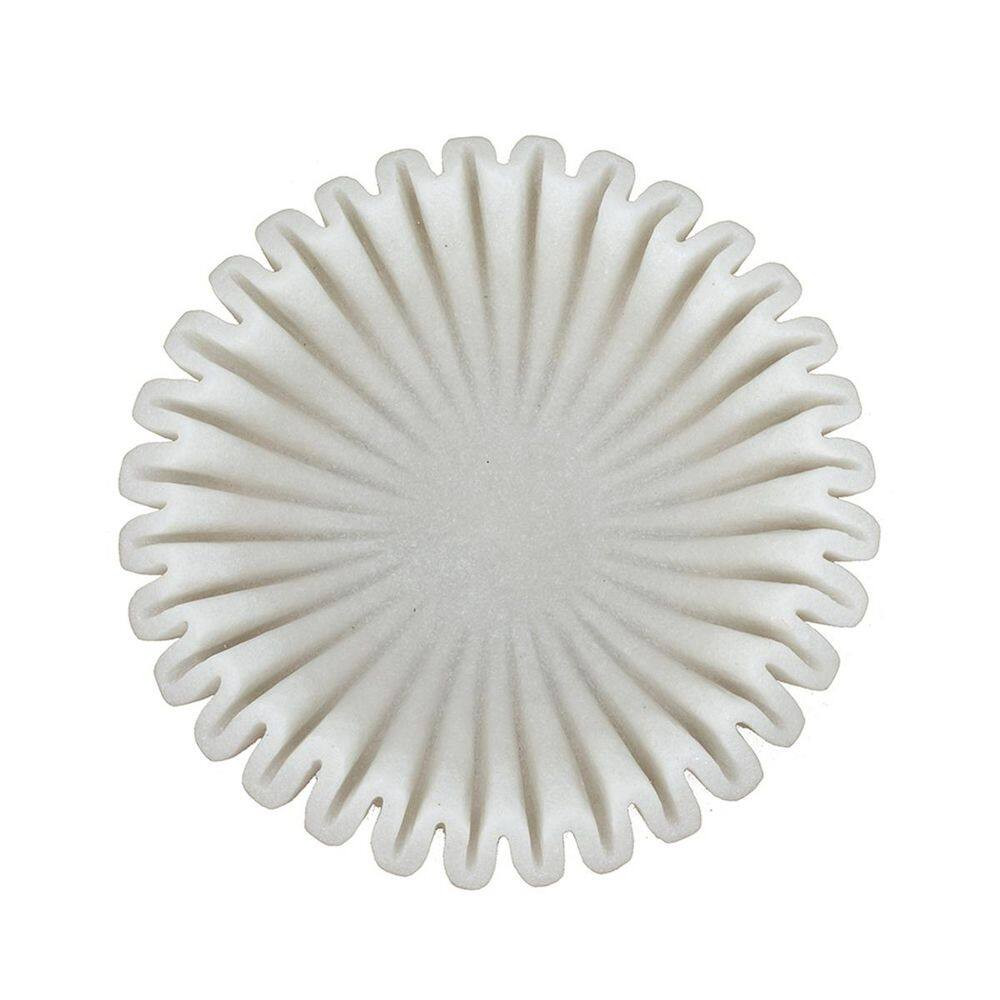 13.4 In. W X 3.7 In. H round White Plastic Decorative Bowl with Wavy Sand, Neutr