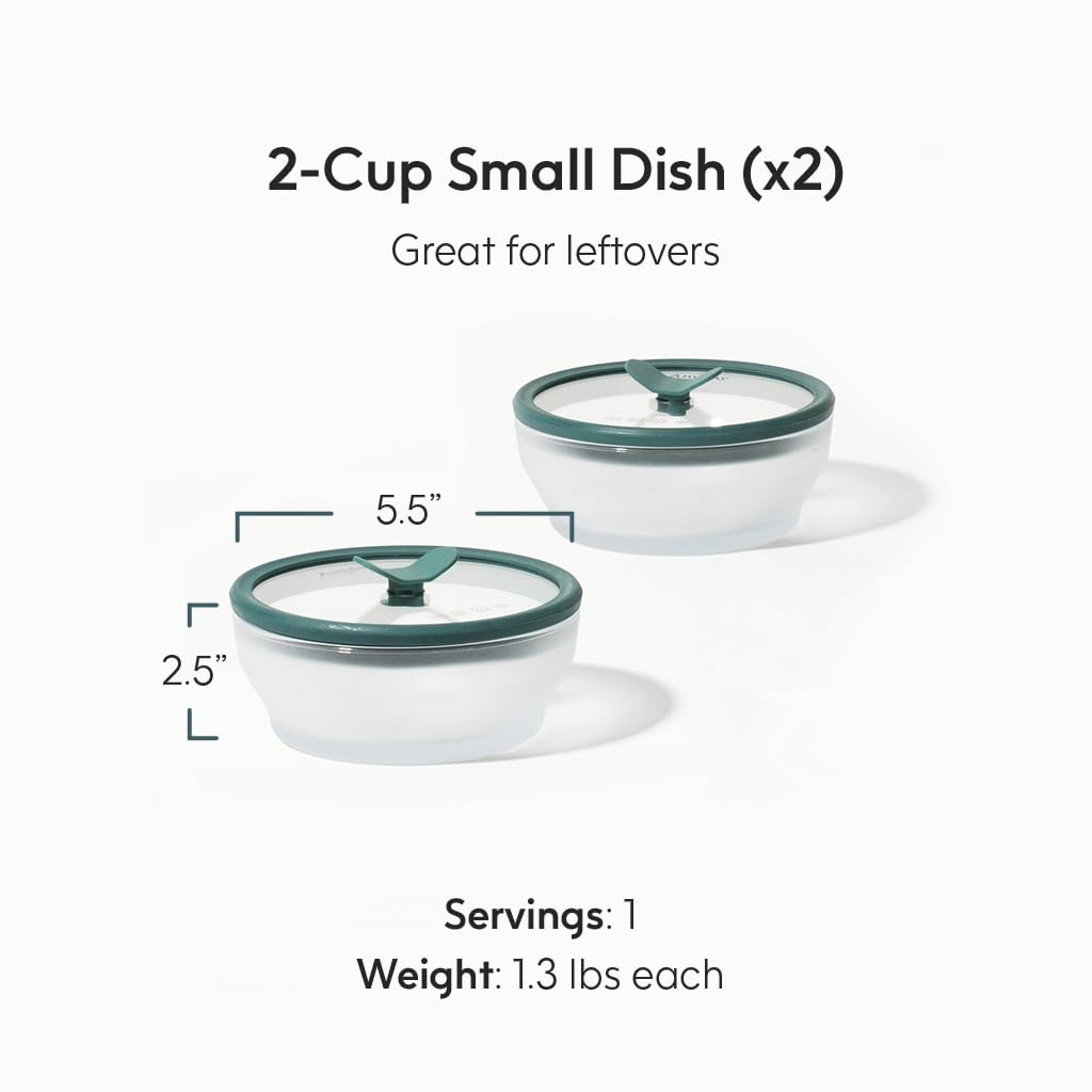 Anyday 2-Pack (2-Cup) Glass Food Storage Set with Glass Lids | Plastic-Free F…