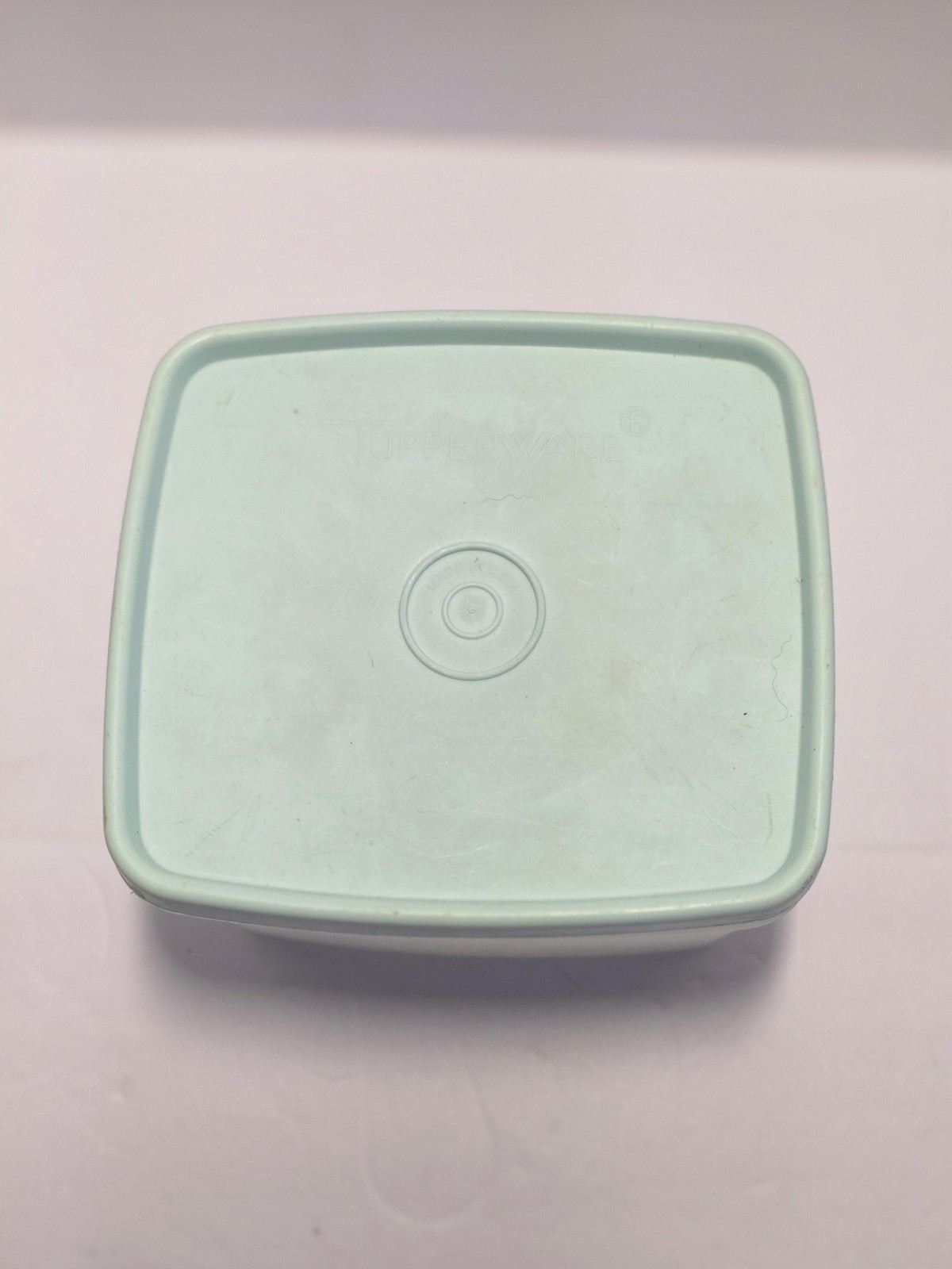 Tupperware Square Food Storage Container Mint Green Lid Frosted Base Plastic