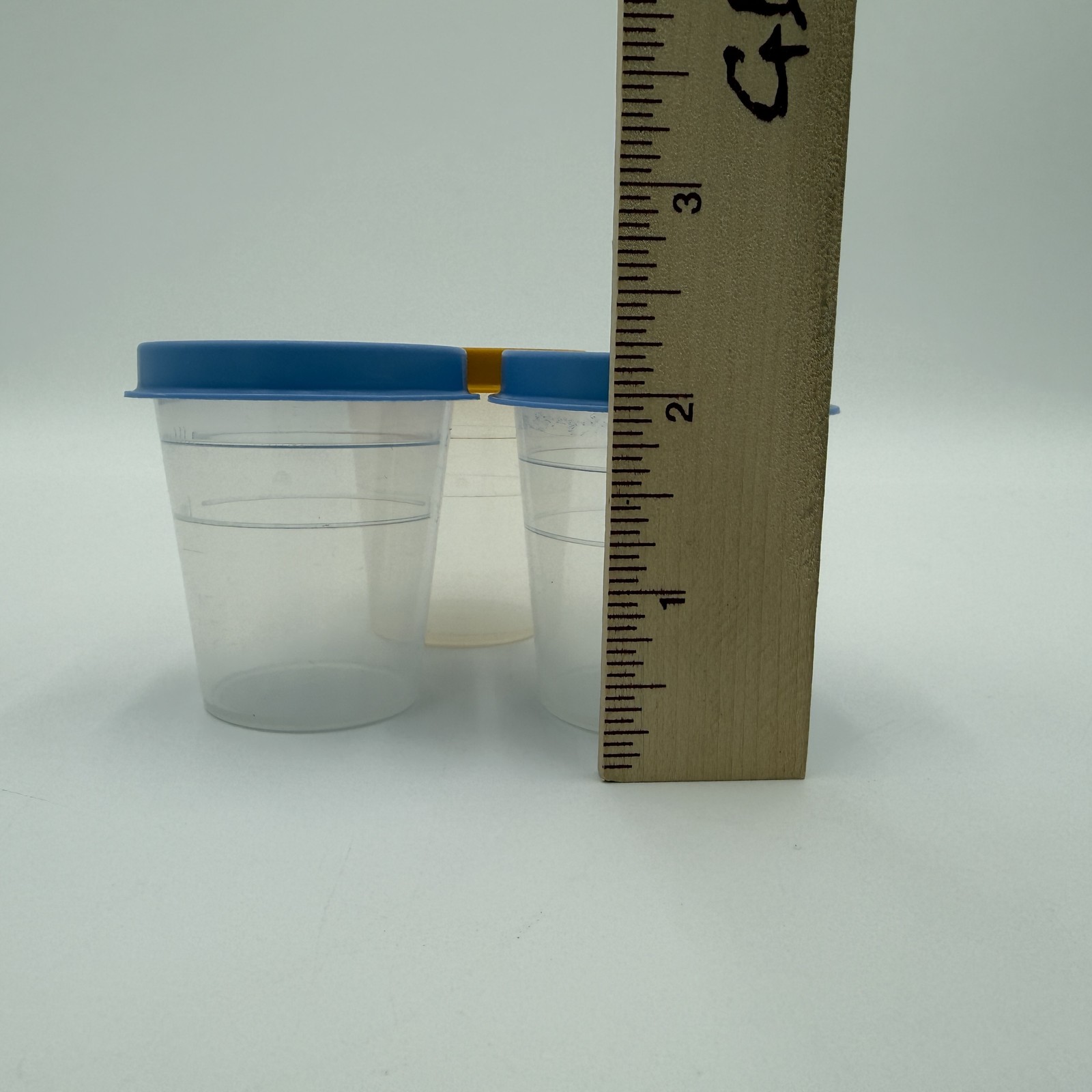 Vintage Tupperware Mini Containers Set of 3 1.5 oz Snack Cups Blue & Orange Lids