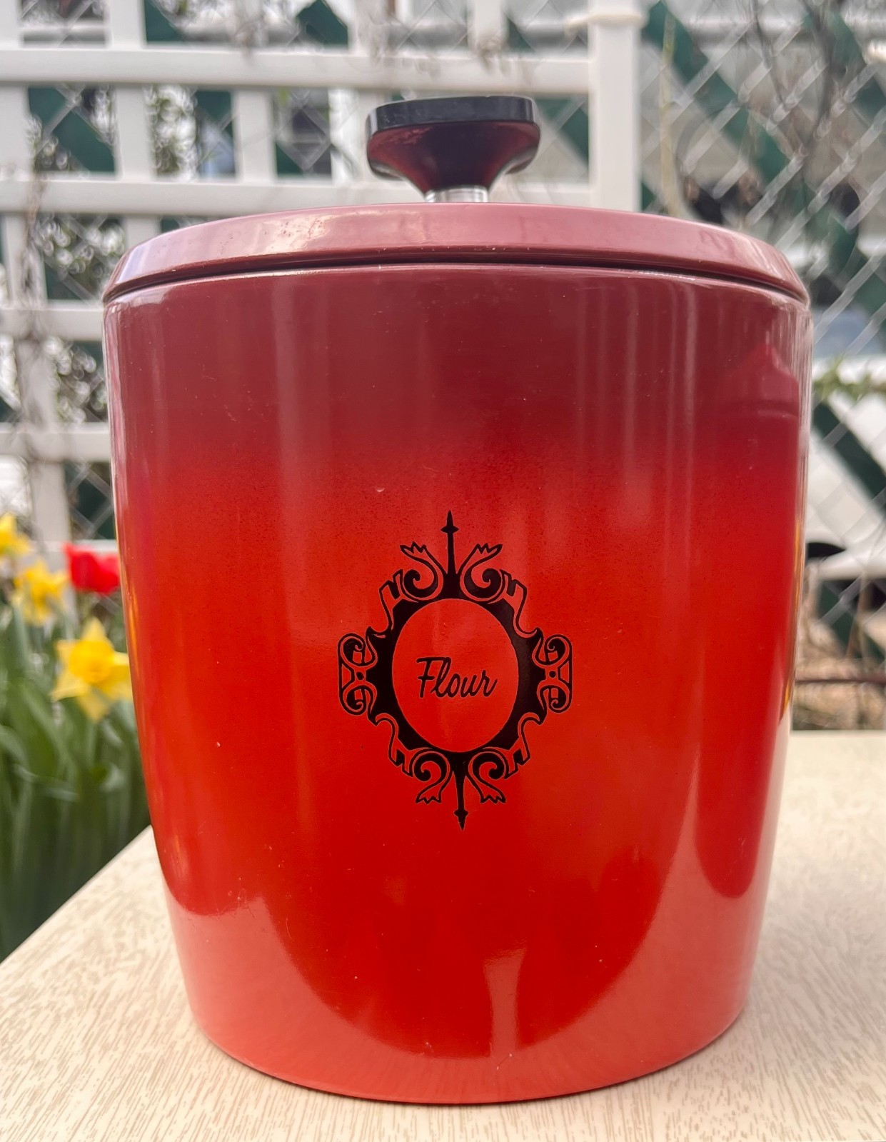 Vintage 1950’s West Bend FULL SET Red Aluminum Kitchen Storage Canisters w Lids