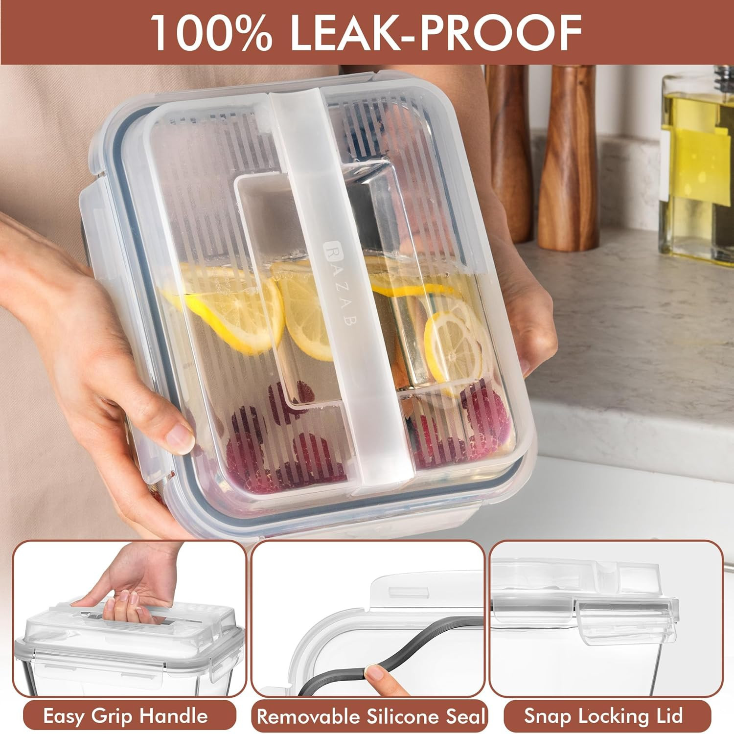 Large 2700ml Glass Food Storage Containers with Lids – Oven & Microwave Safe