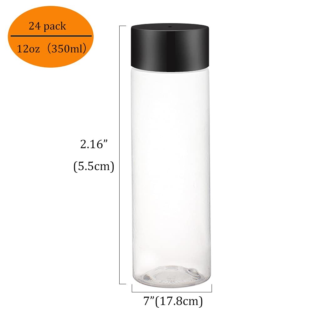 24 Pack 12 OZ (350 ml) Clear PET Plastic Juice Bottles With Caps- – Plastic S…