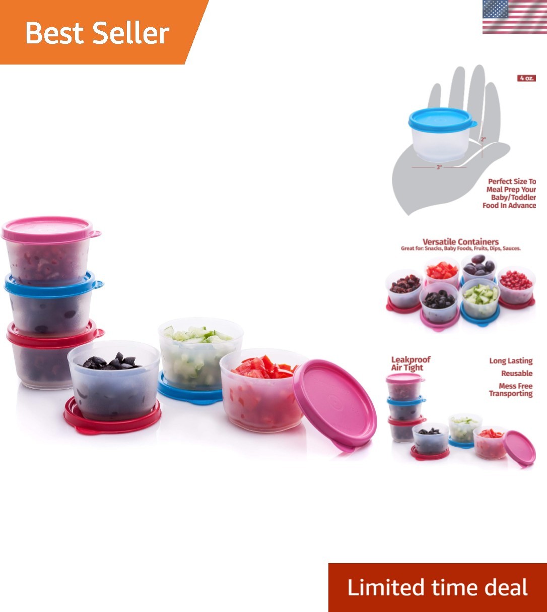 Compact 6-Pack 4 oz Leak-Proof Condiment Containers – Dishwasher Safe & BPA Free