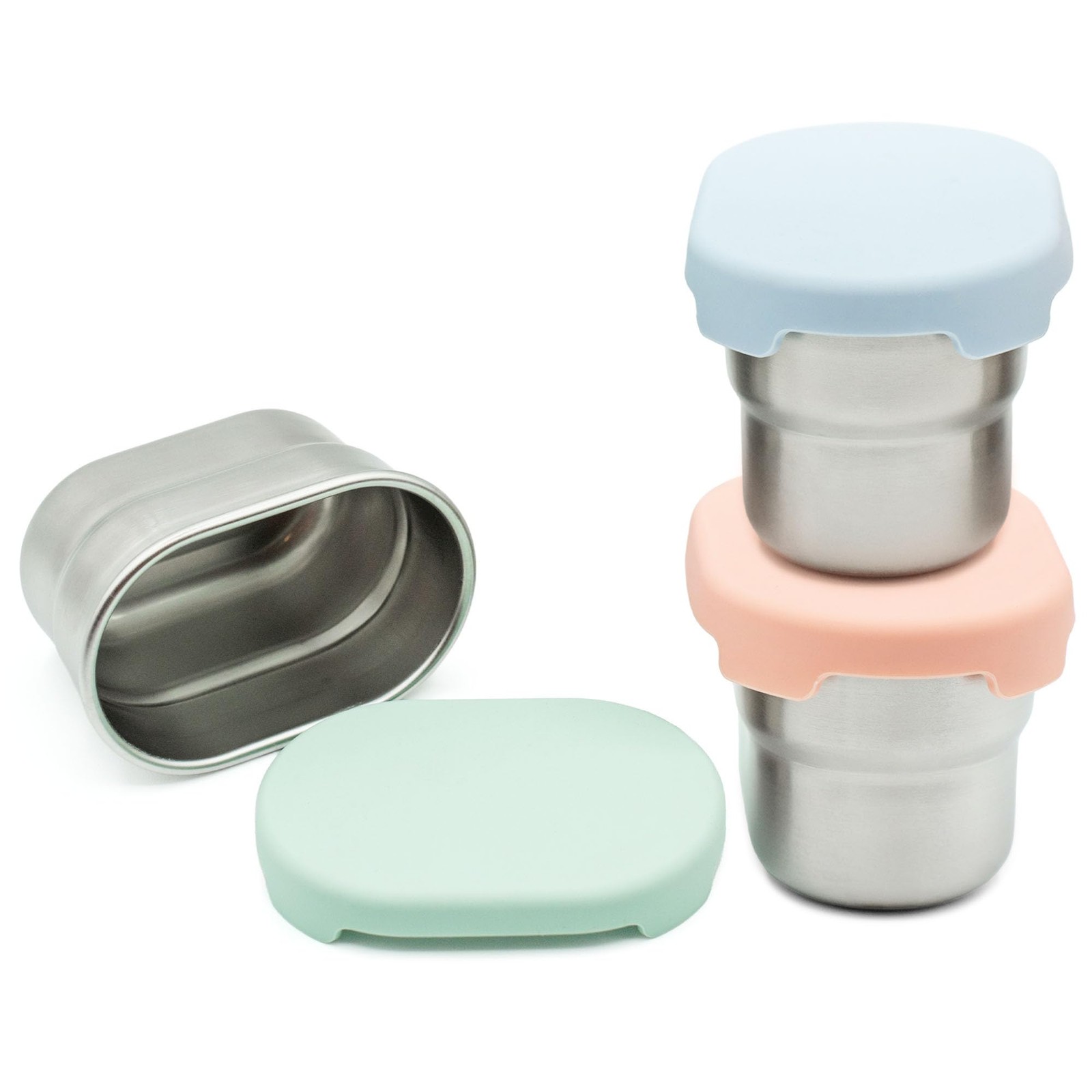 Stainless Steel Dip Containers with Leakproof Silicone Lids – 3 Pack – 2.7 Oz…