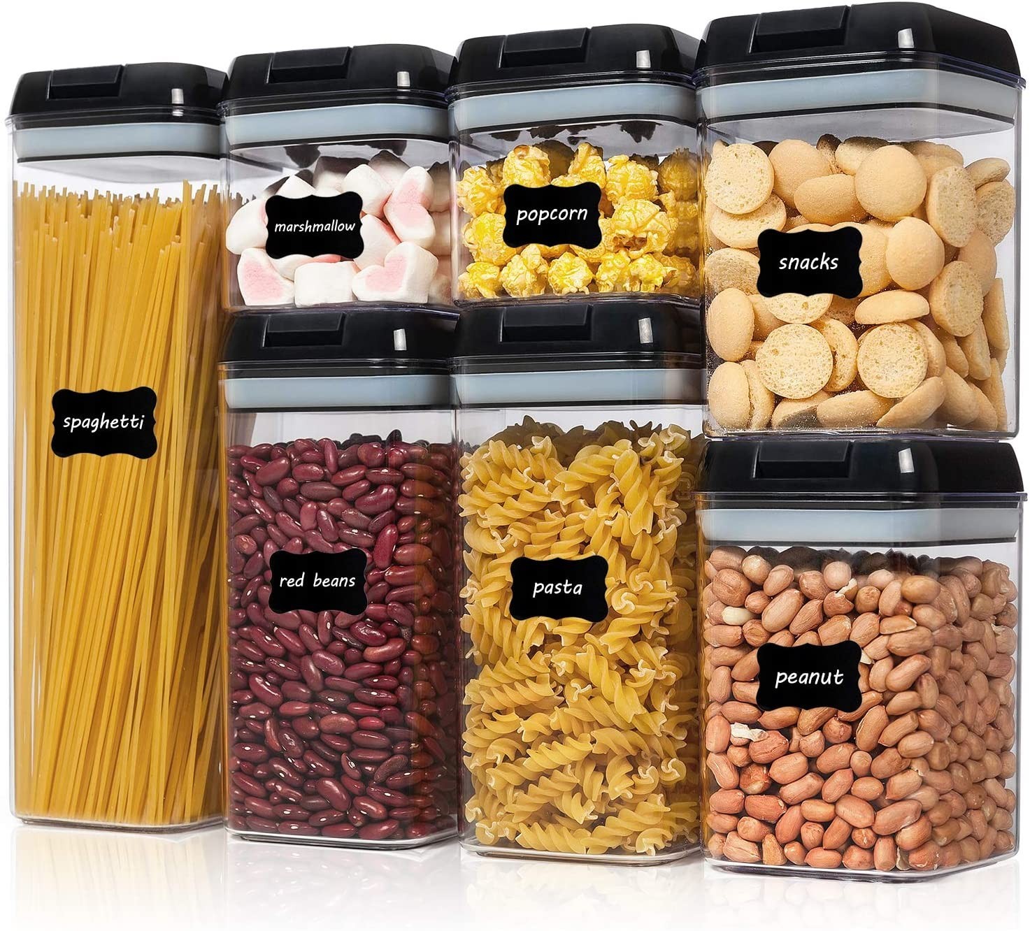 VTOPMART Airtight Food Storage Containers 7 PCS BPA Free Organizer, Black