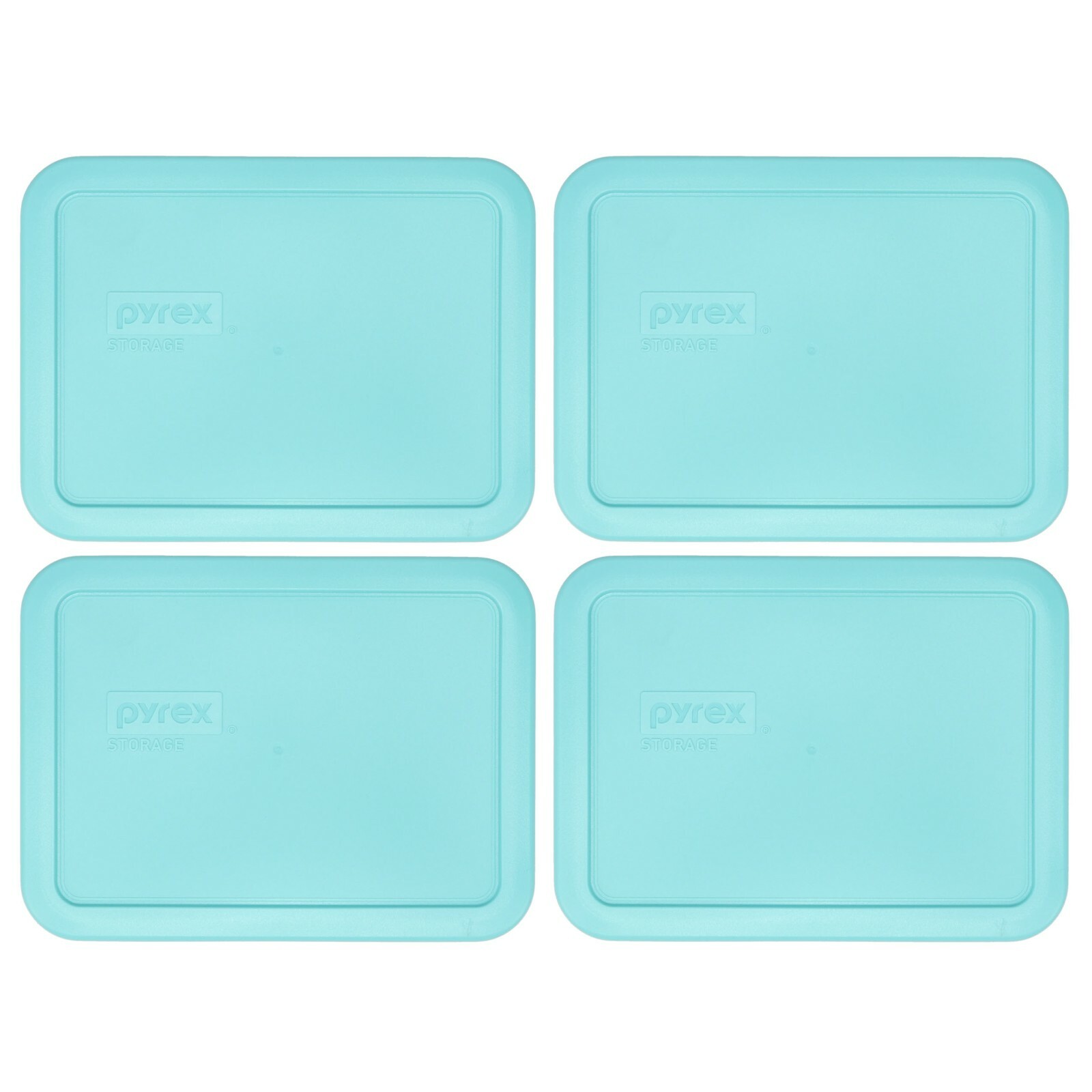 Pyrex 7210-PC Sun Bleached Turquoise Food Storage Replacement Lid Cover (4-Pack)