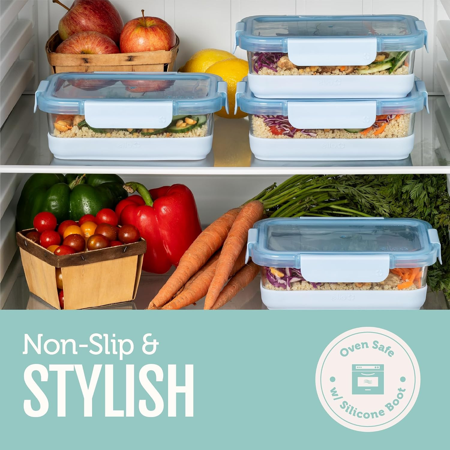 Duraglass Refresh 3.4 Cup Meal Prep Sets 10Pc, 5 Pack Set- Glass Food Storage Co