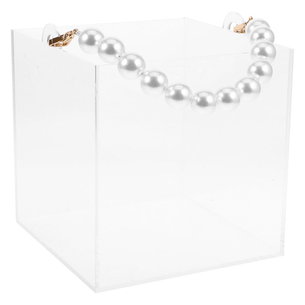 Set of 3 Transparent Acrylic Boxes with Pearl Handles Durable Wedding Gift Boxes