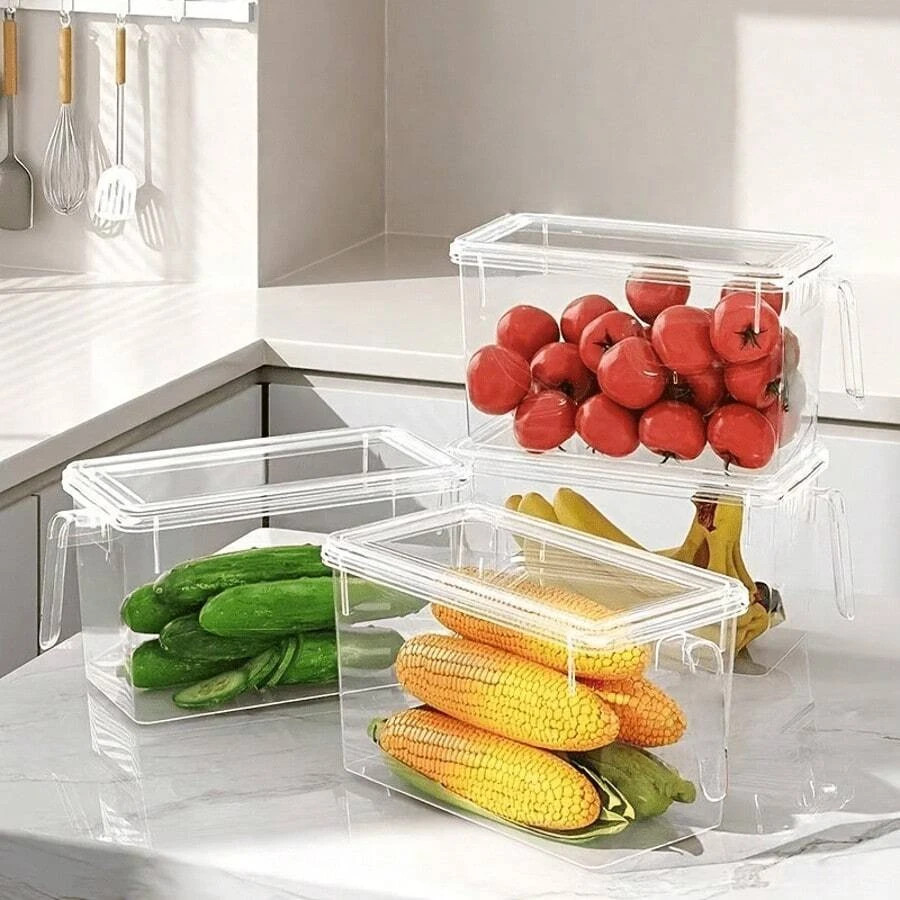 Refrigerator Storage Boxes with Handles, Food Organizer (3-Piece Set)
