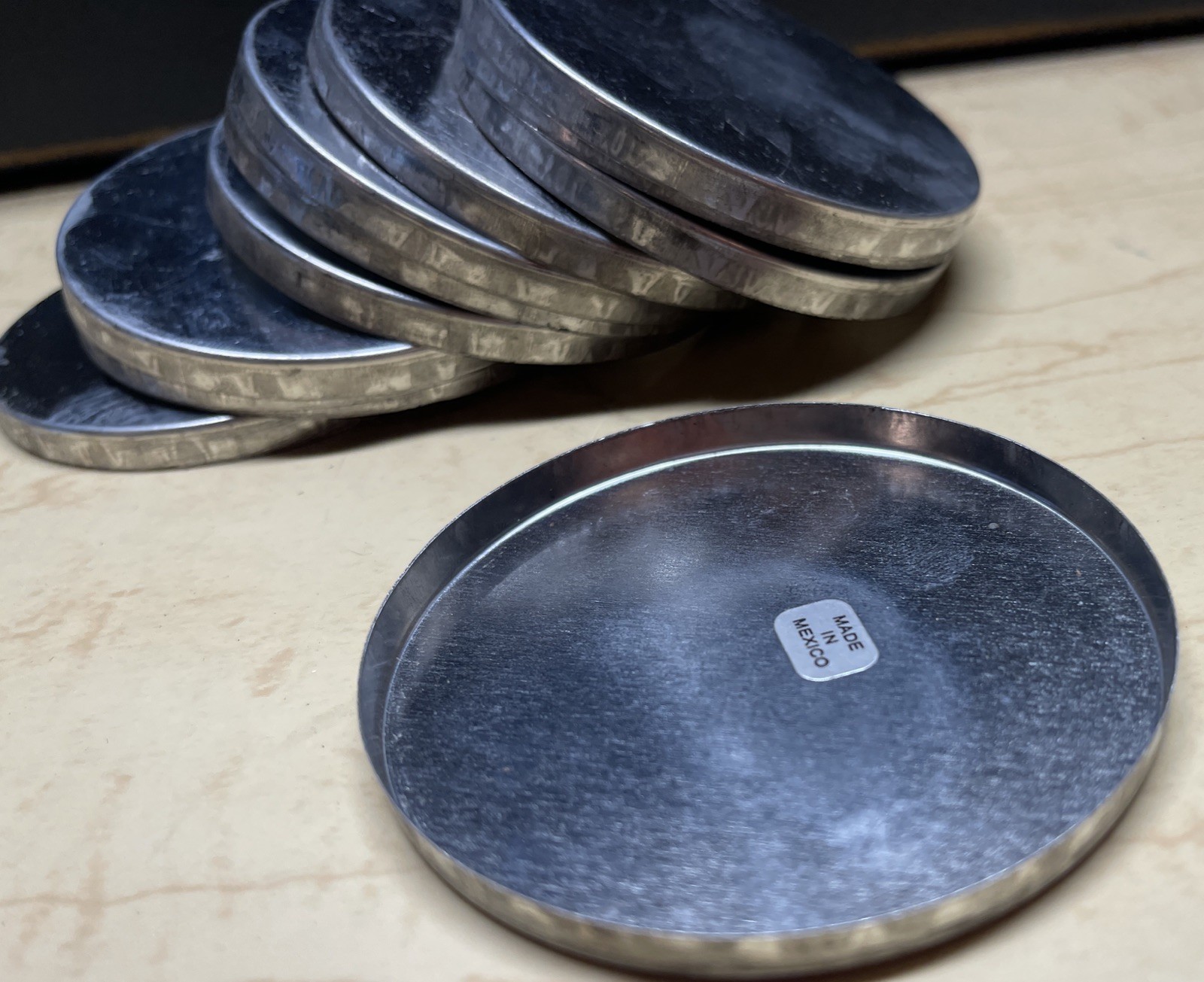 Set Of 12 Thin 2 7/8” Steel Jelly Lids Slip On 3/16” Deep Made In Mexico
