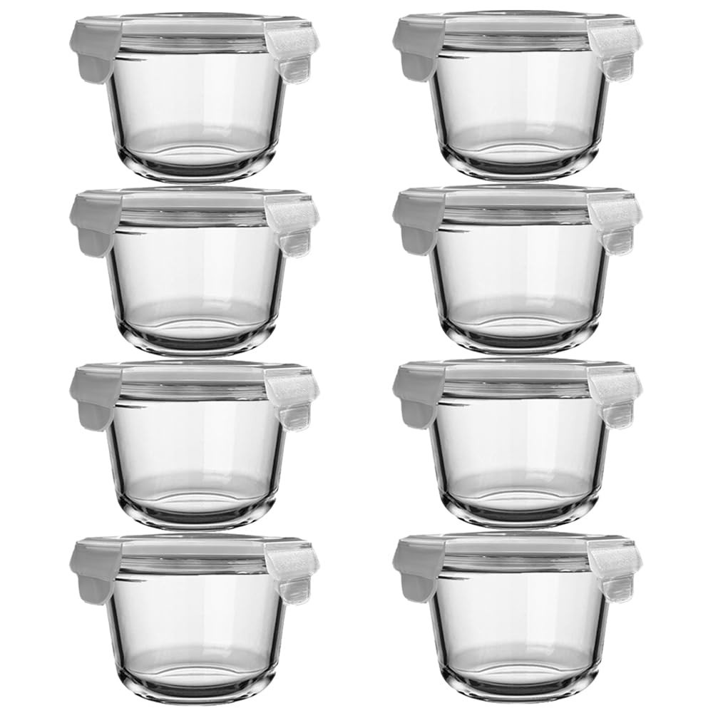 8 Pack Cup Glass Soup Container with Airtight lids, 16oz Round Glass Food…