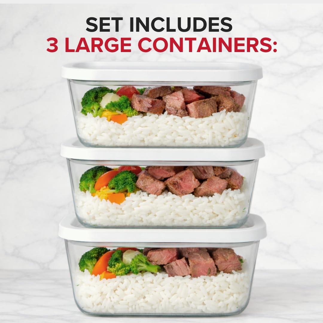 Glass Vacuum Seal Containers for Meal Prep, Food Storage, Made For Compact Va…