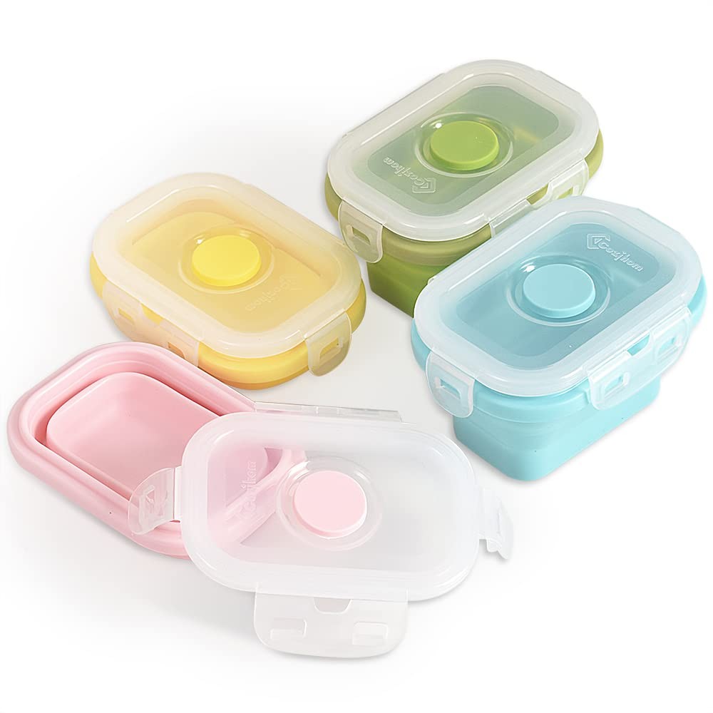 Collapsible Silicone Food Storage Container, Portion Control Container with C…