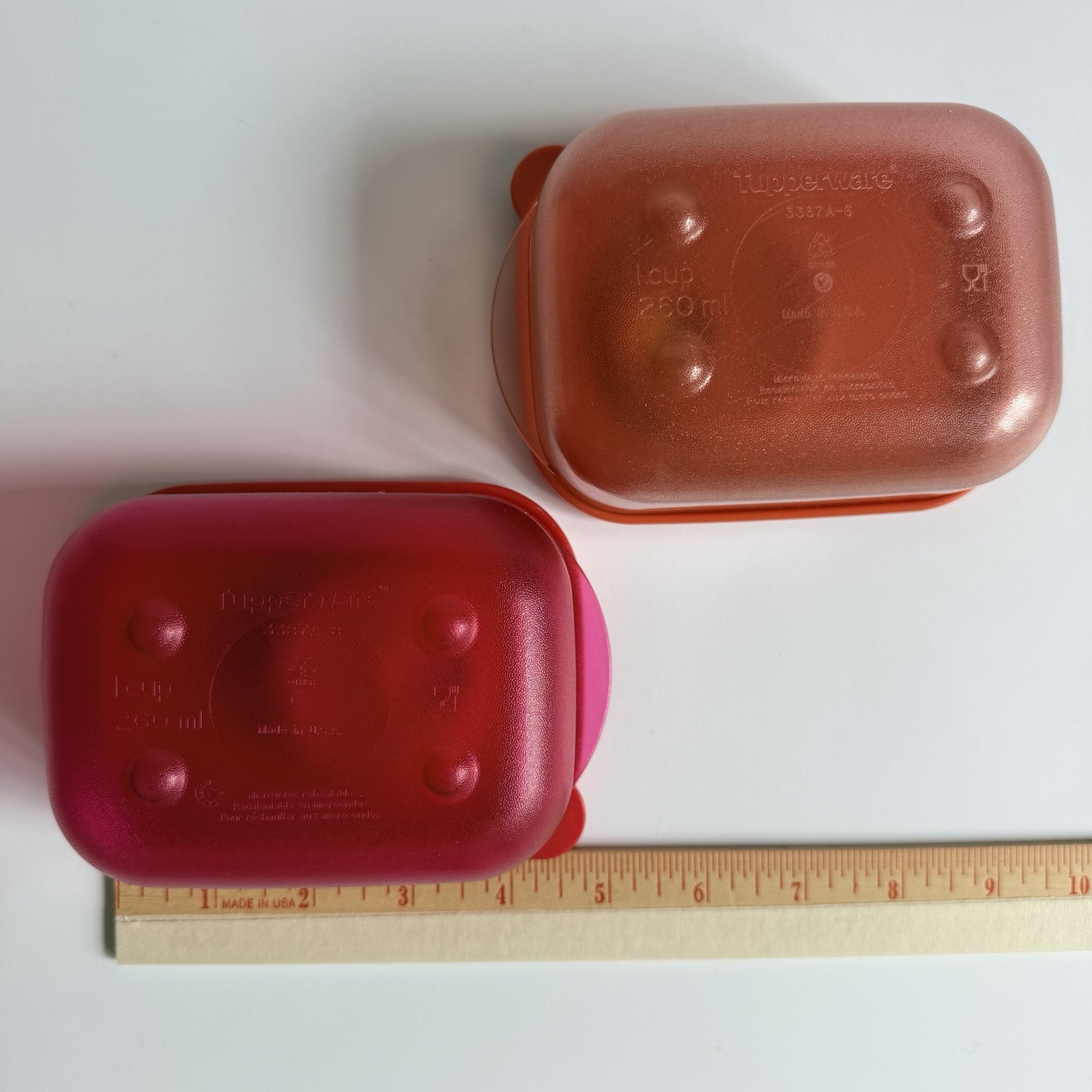 Vintage Tupperware 1 Cup Rock N Serve Set of 2, 3387A and 3377A
