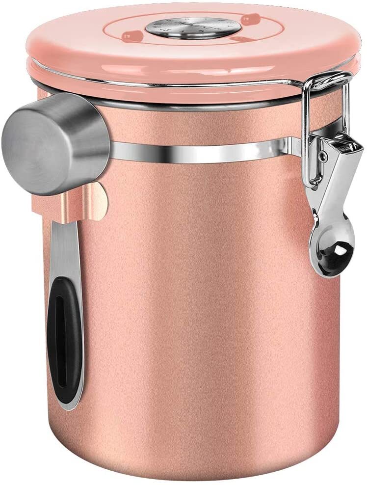 Coffee Canister Airtight Coffee Container For Ground Coffee w/Scoop Date Tracker