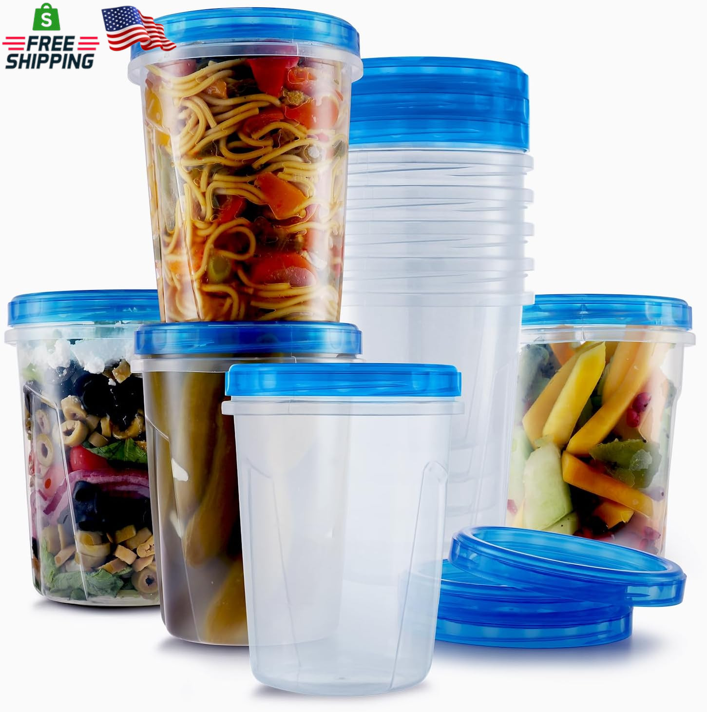 Unbranded VERO Safe 10 Pack 32oz Leakproof Freezer Food Containers BPA Free