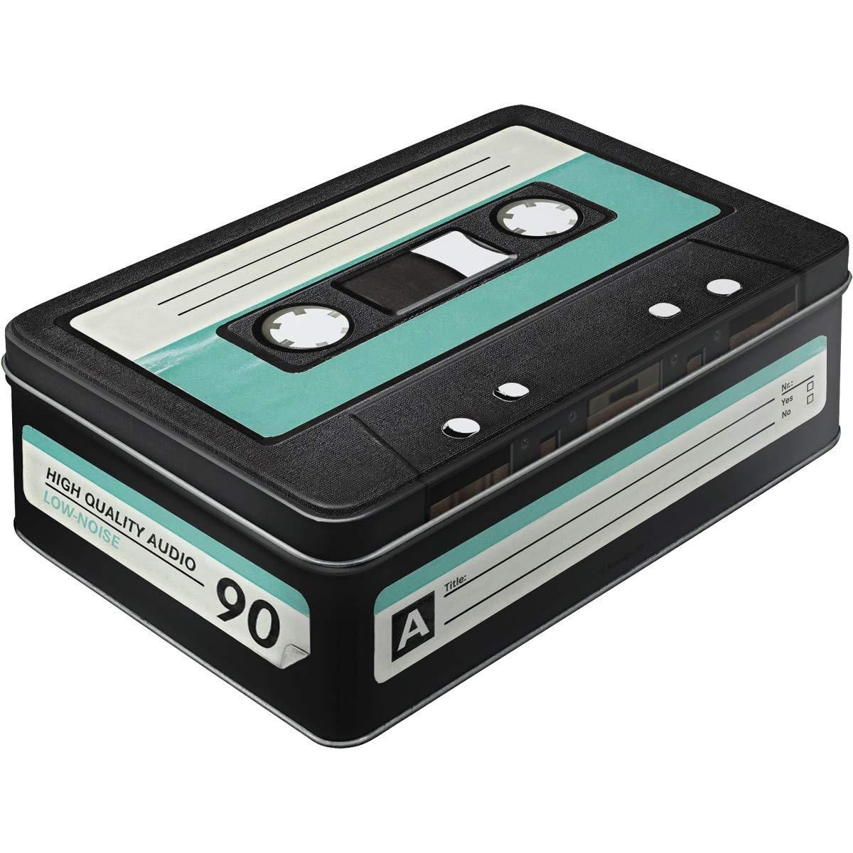 Nostalgic-Art – Flat Tin Box Metal Storage Container Cookie Jar – Retro Cassette