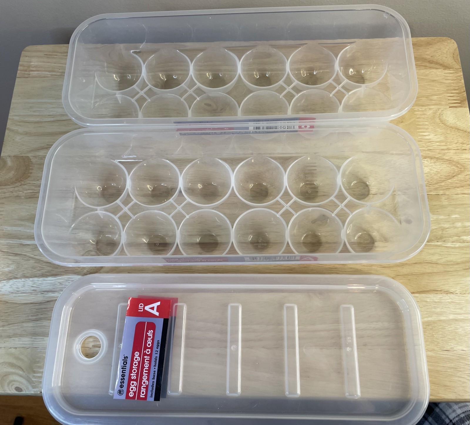 Essentials Egg Storage Containers Set of 2 Holds 12 Eggs Each Stackable Clear Pl