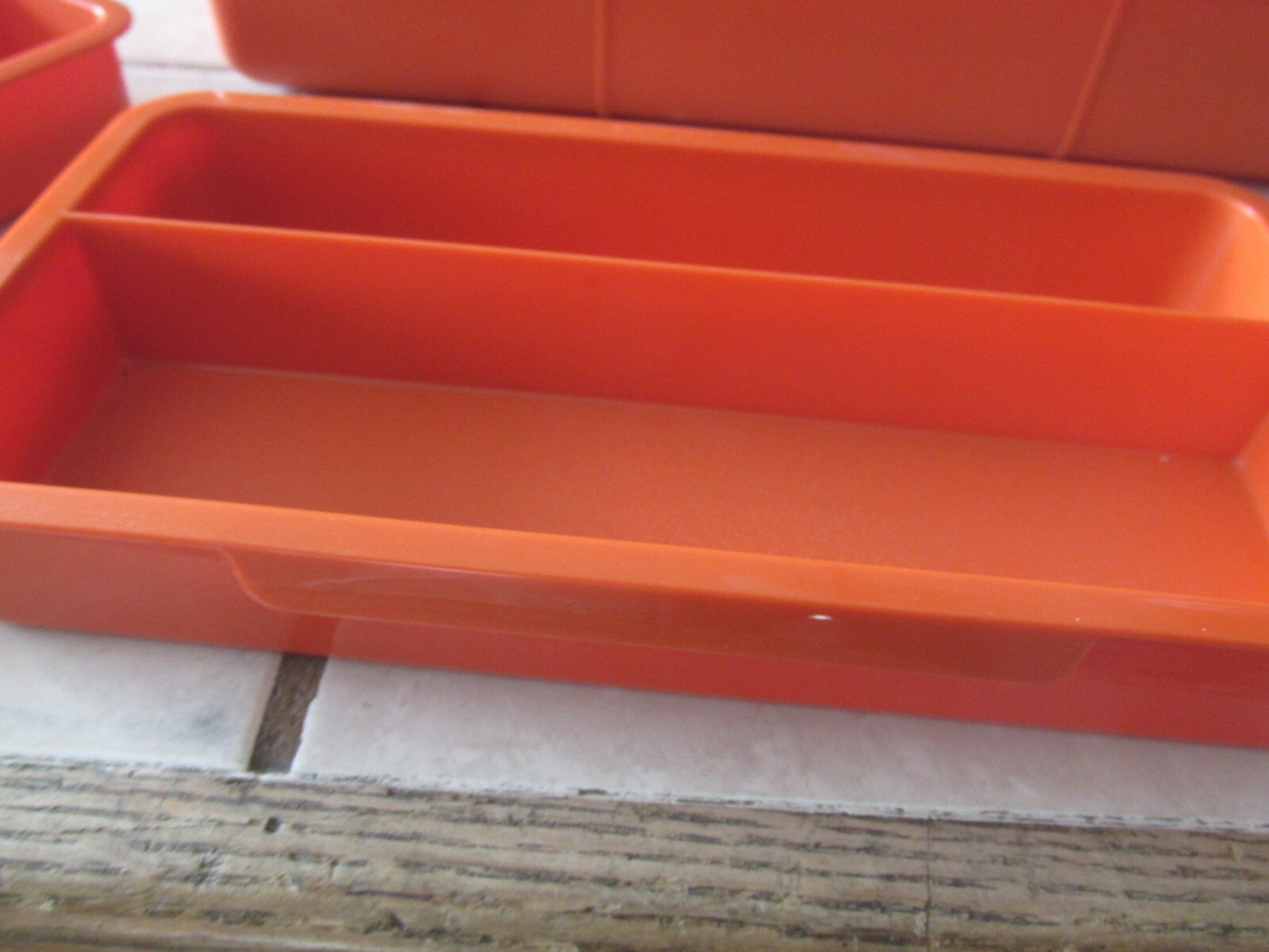Vintage Tupperware Tuppercraft Organizer w/ Lid 1421-6 Burnt Orange 4 Piece Set
