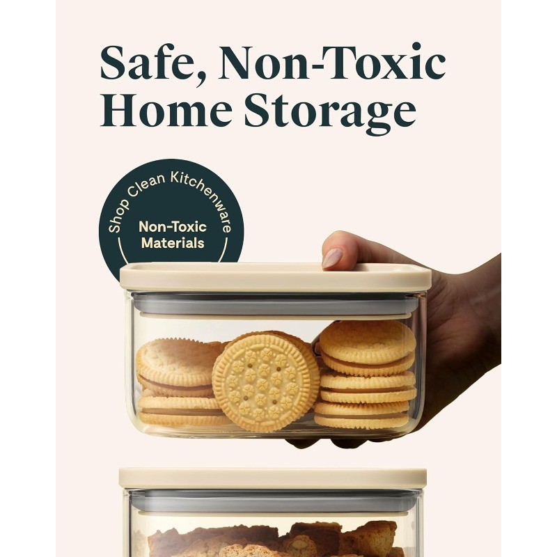 1qt Glass Airtight Food Storage Container Lid Non-Toxic BPA-Free Kitchen Storage