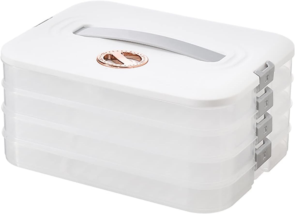 4-Layer Food Storage Containers W/ Lids Dumpling Storage Box,Good