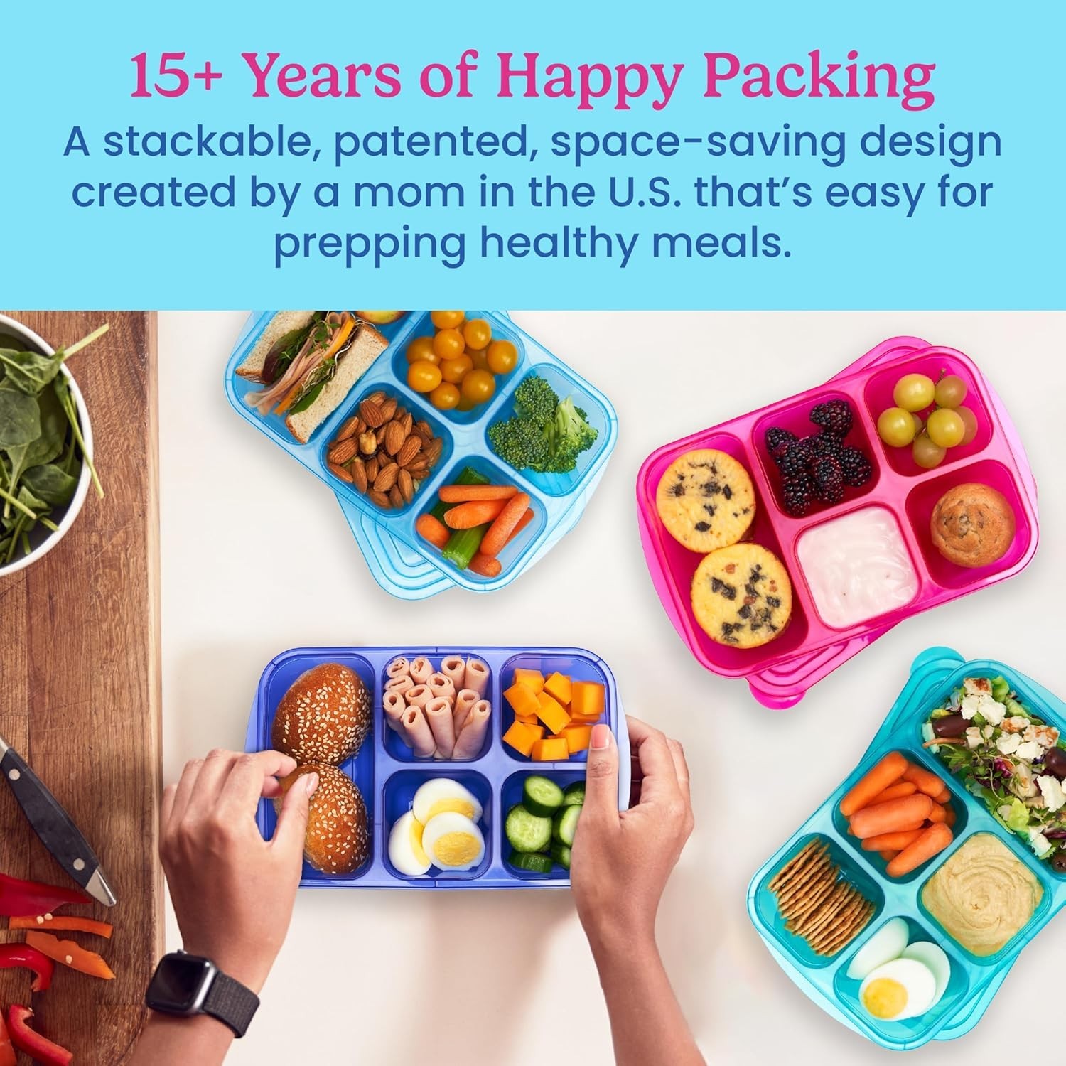 Food Storage Containers Set 8 pcs Reusable BPA-Free Stackable Lunch Boxes