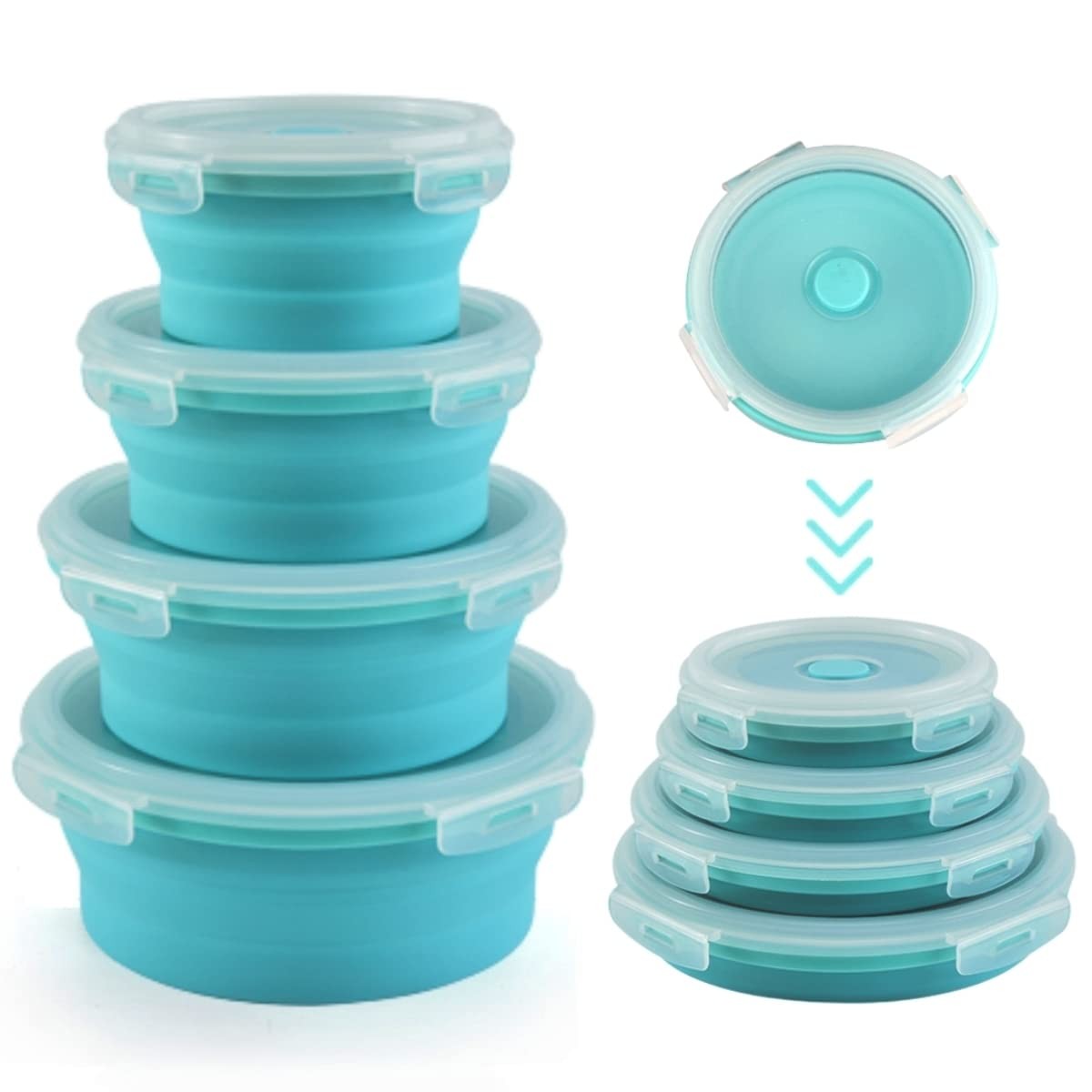 Sungbesi Collapsible Food Storage Containers, Bowls with blue
