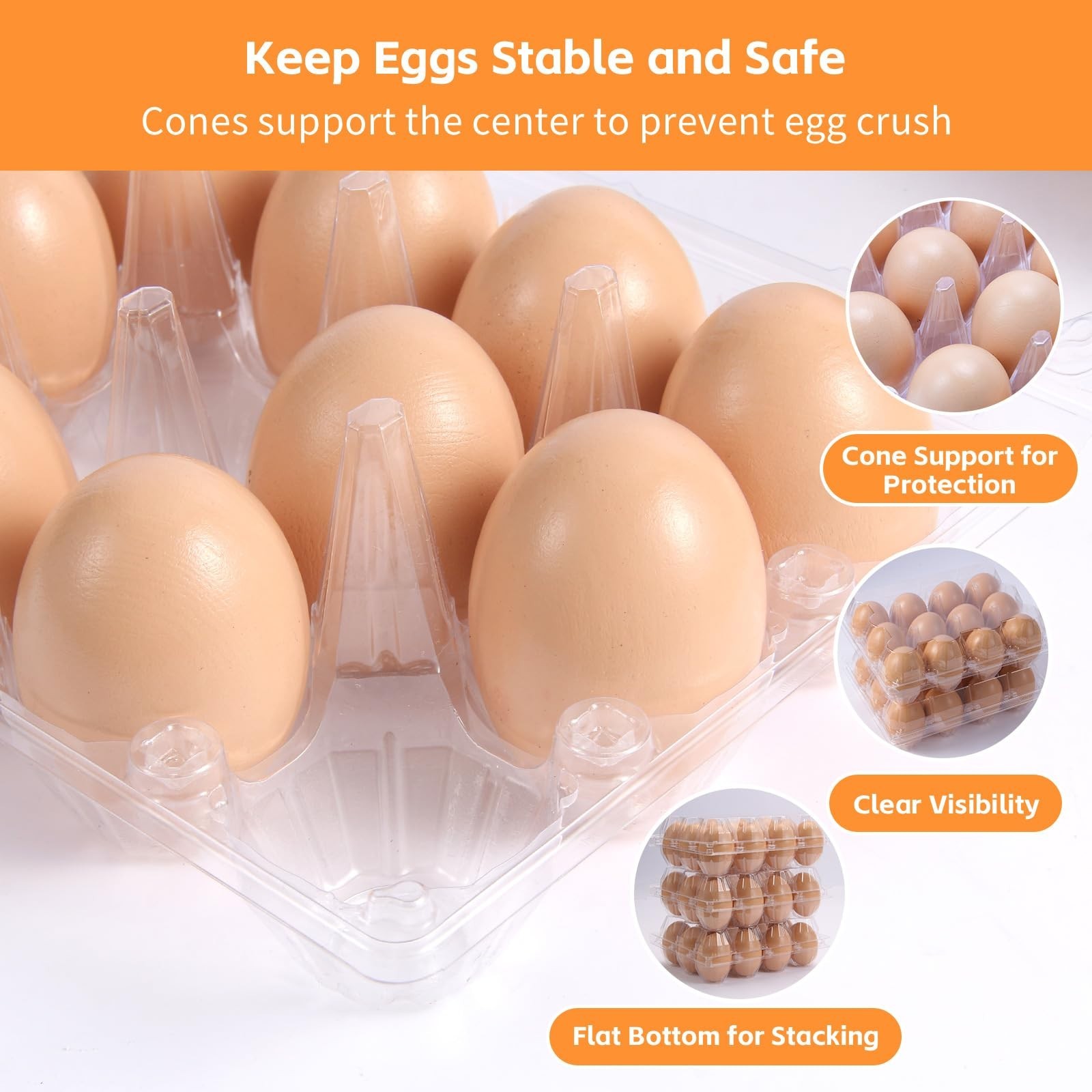 DecarDamai 100 Pack 3×4 Plastic Egg Cartons Cheap Bulk 12 Count Clear, Reusab…