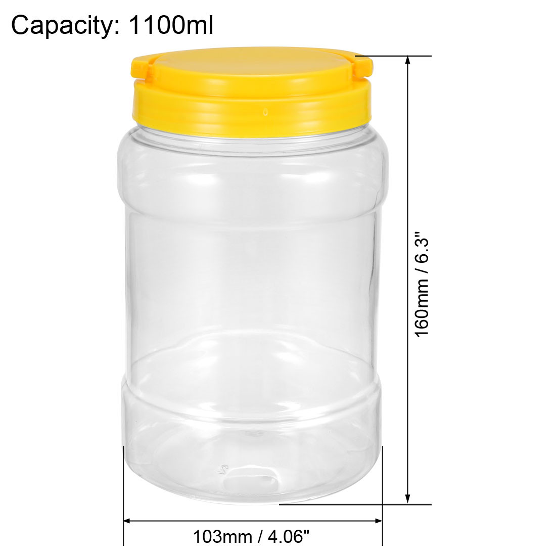Empty Plastic Storage Jars 1100ml PET Screw-on Lids Sealed Honey Container 2pcs
