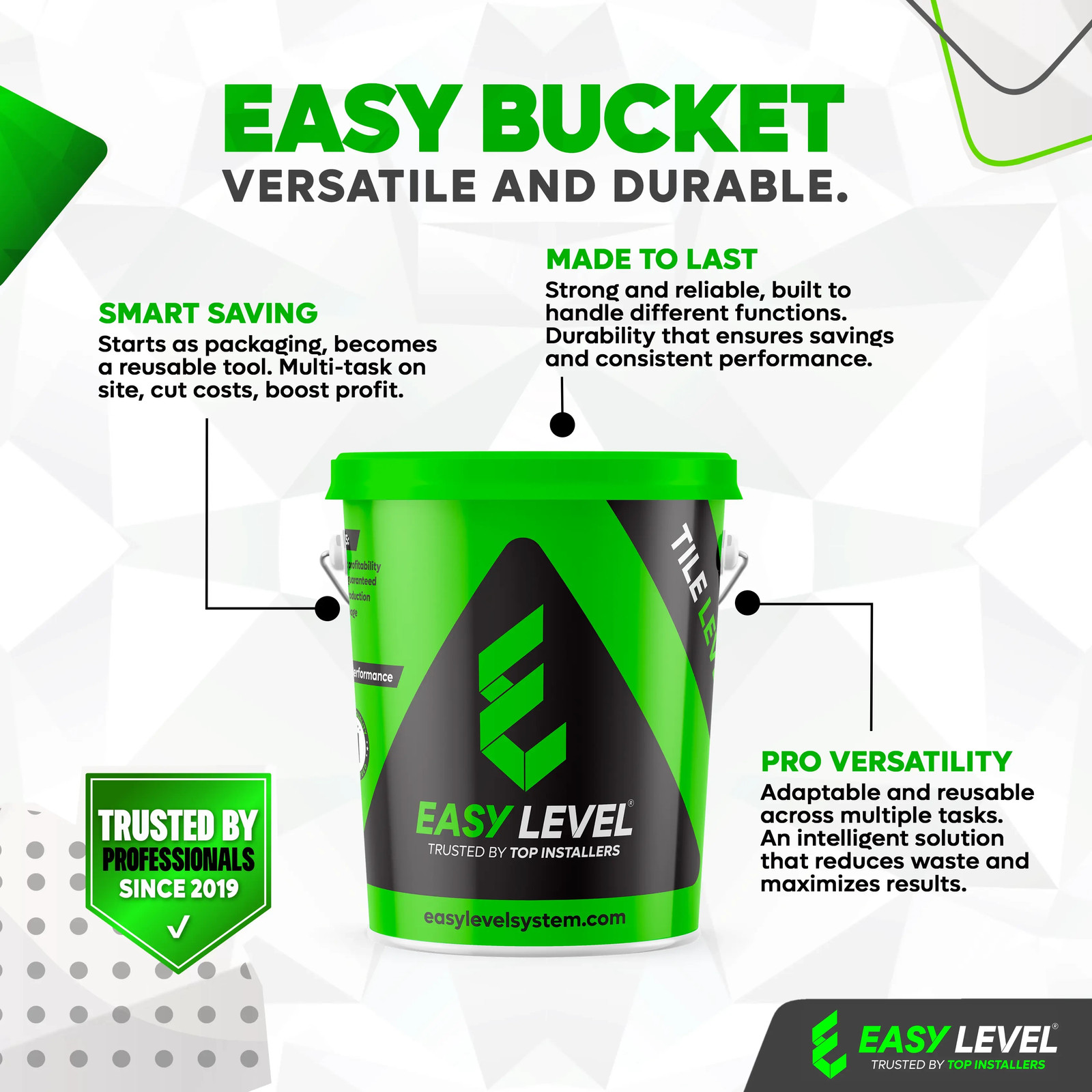 EASY Bucket – 6.6 Gallon (25L) with Lid & Metal Handle