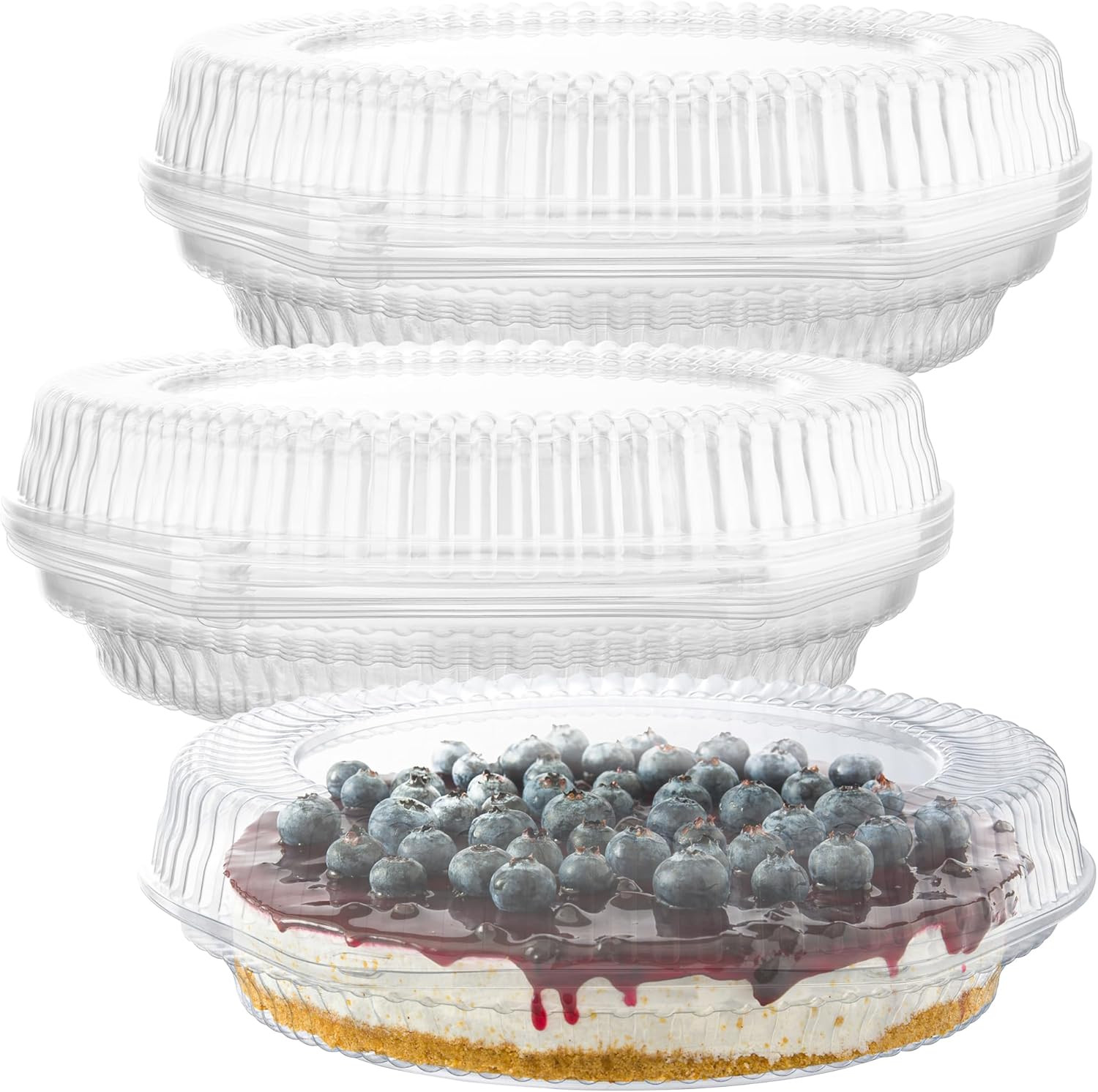 10″ Plastic Disposable Pie Containers with Hinged Locking Lids | 5 round Pie Kee