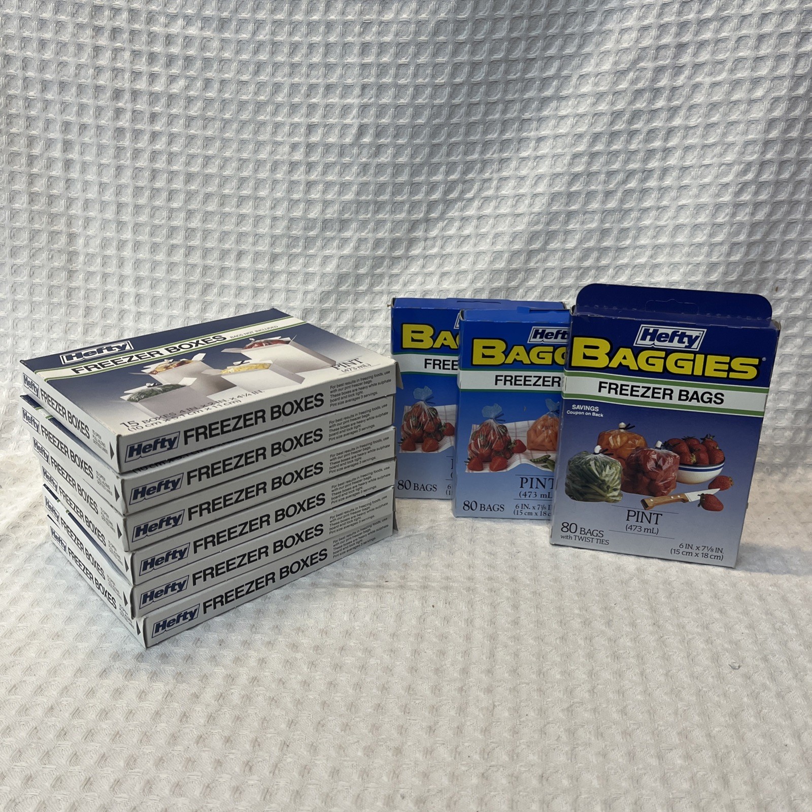 Vintage 1994 Hefty Freezer Boxes And Bags Pint Size New And Sealed Lot