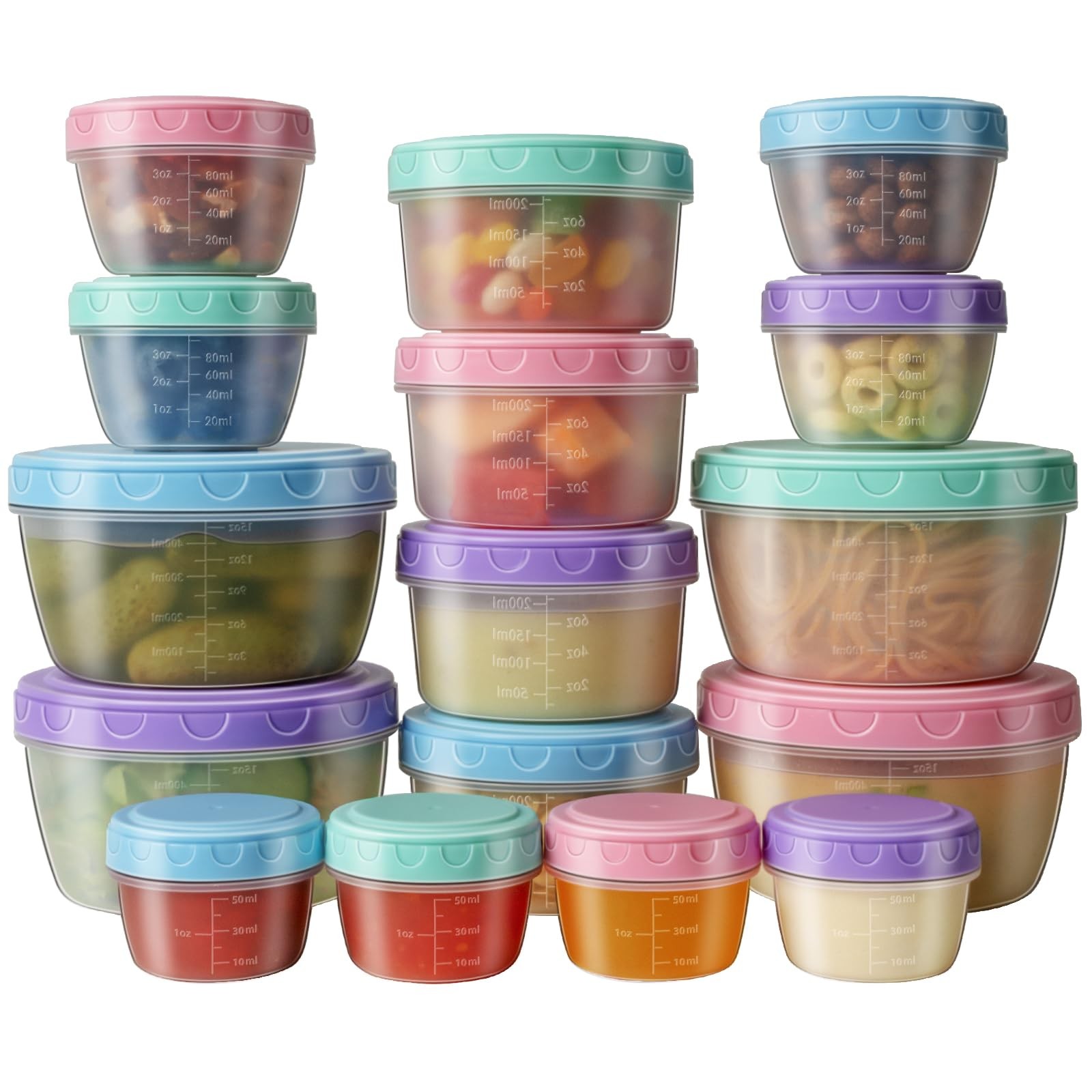 16 PCS Freezer storage Containers with Lids, Reusable BPA Free Plastic Soup J…