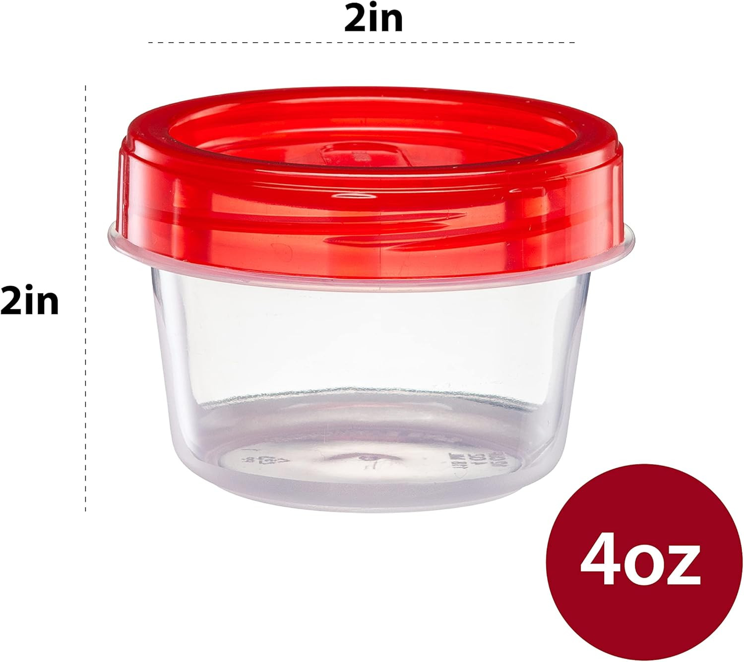 (4 Ounce 10 Pack) Twist Cap Containers Clear Bottom with Red Top Screw on Lids T