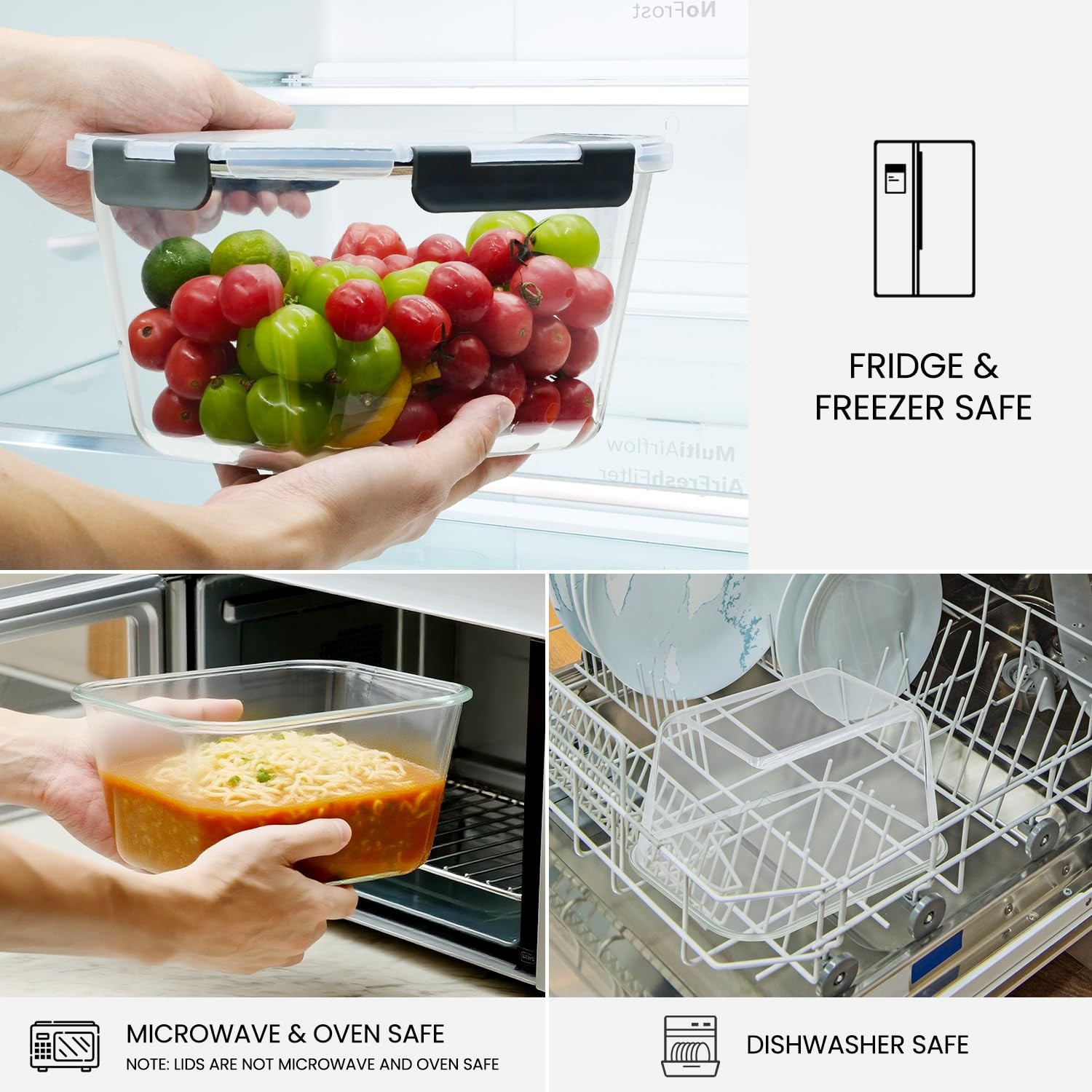 2 Pack Large Glass Storage Containers with Lids 85oz/10.5cup Big Airtight Gla…