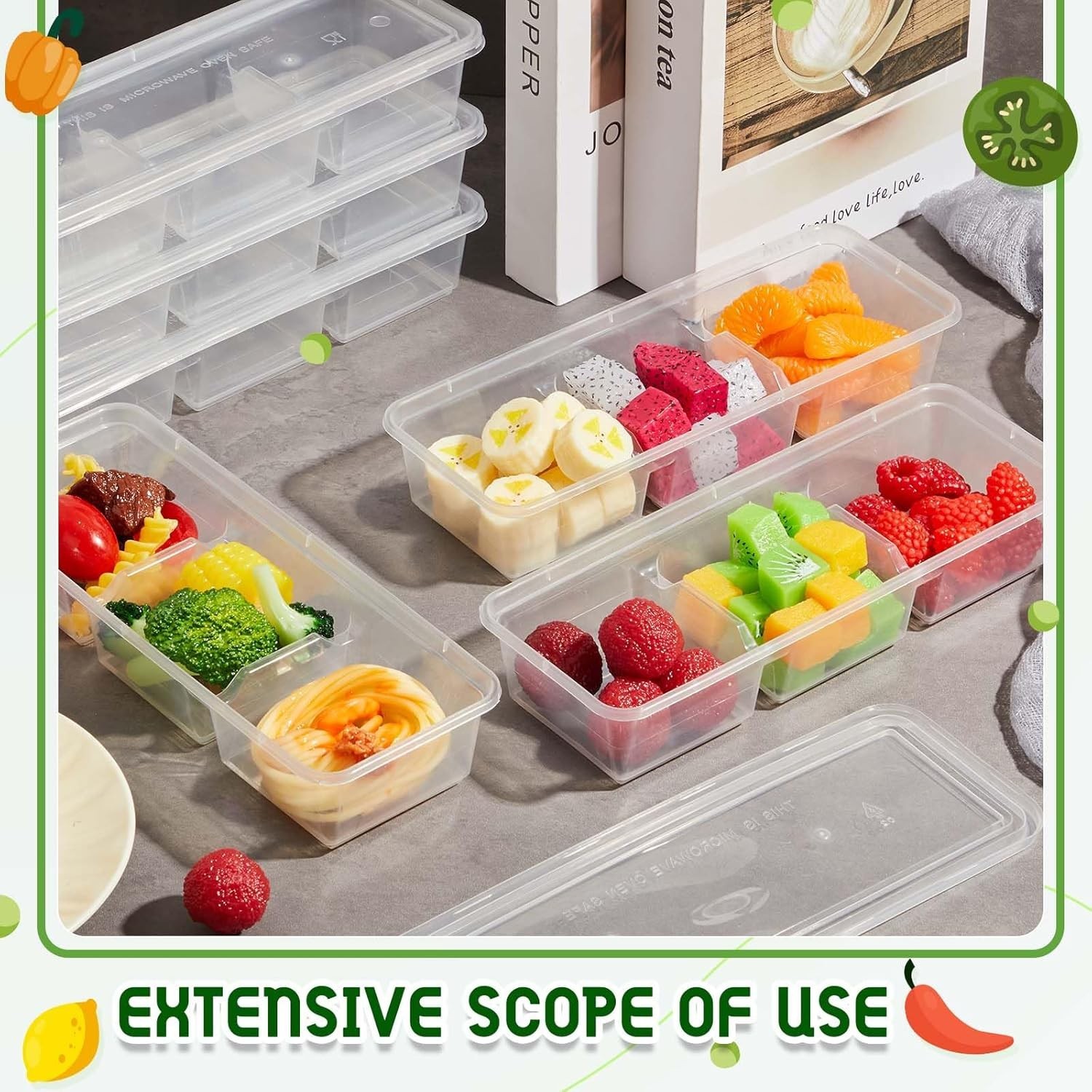 10 Pack 17 oz Small Meal Prep Containers with 3 Compartments Snack Containers…