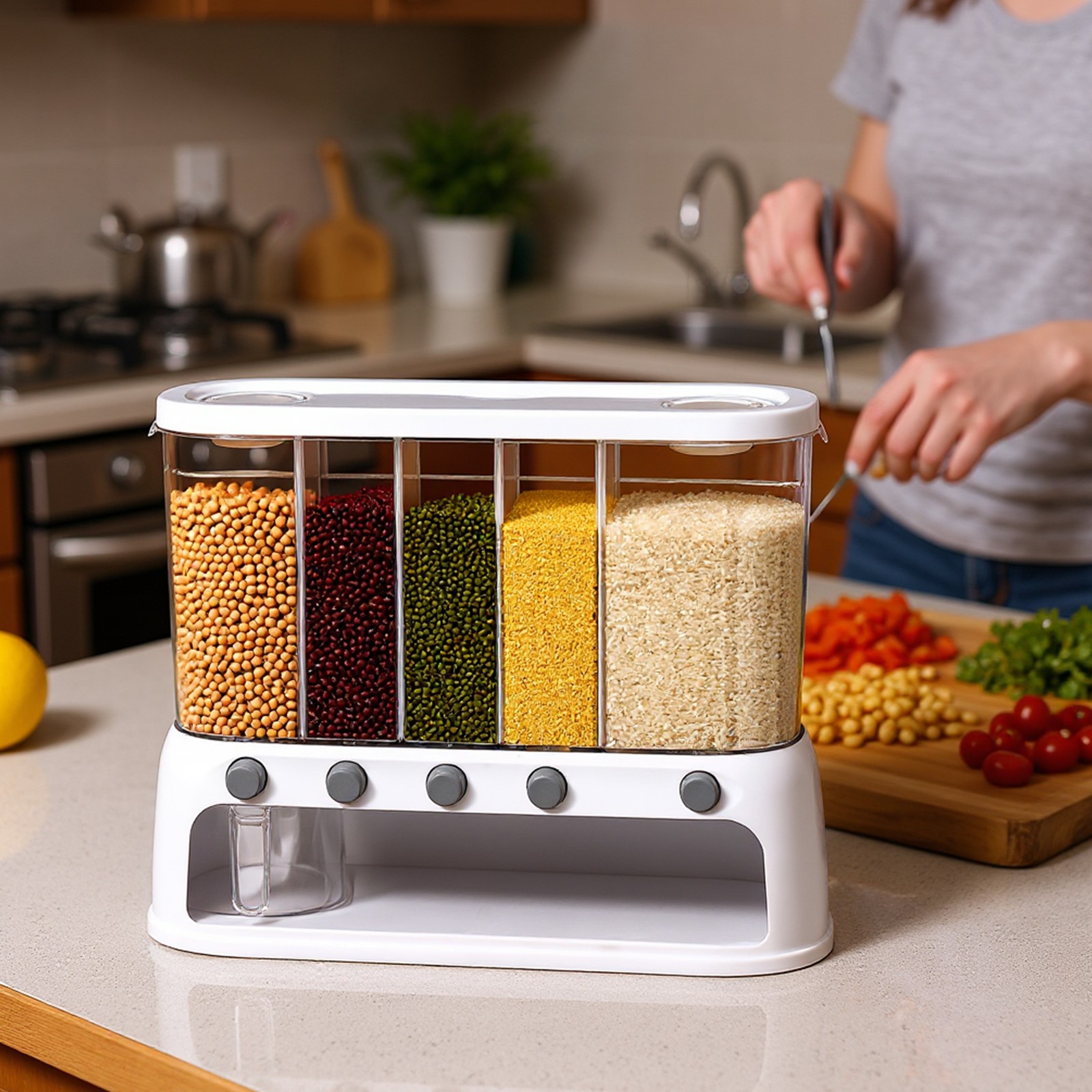 12L Rice Container Moisture Proof Multifunctional With Lid for Kitchen Household